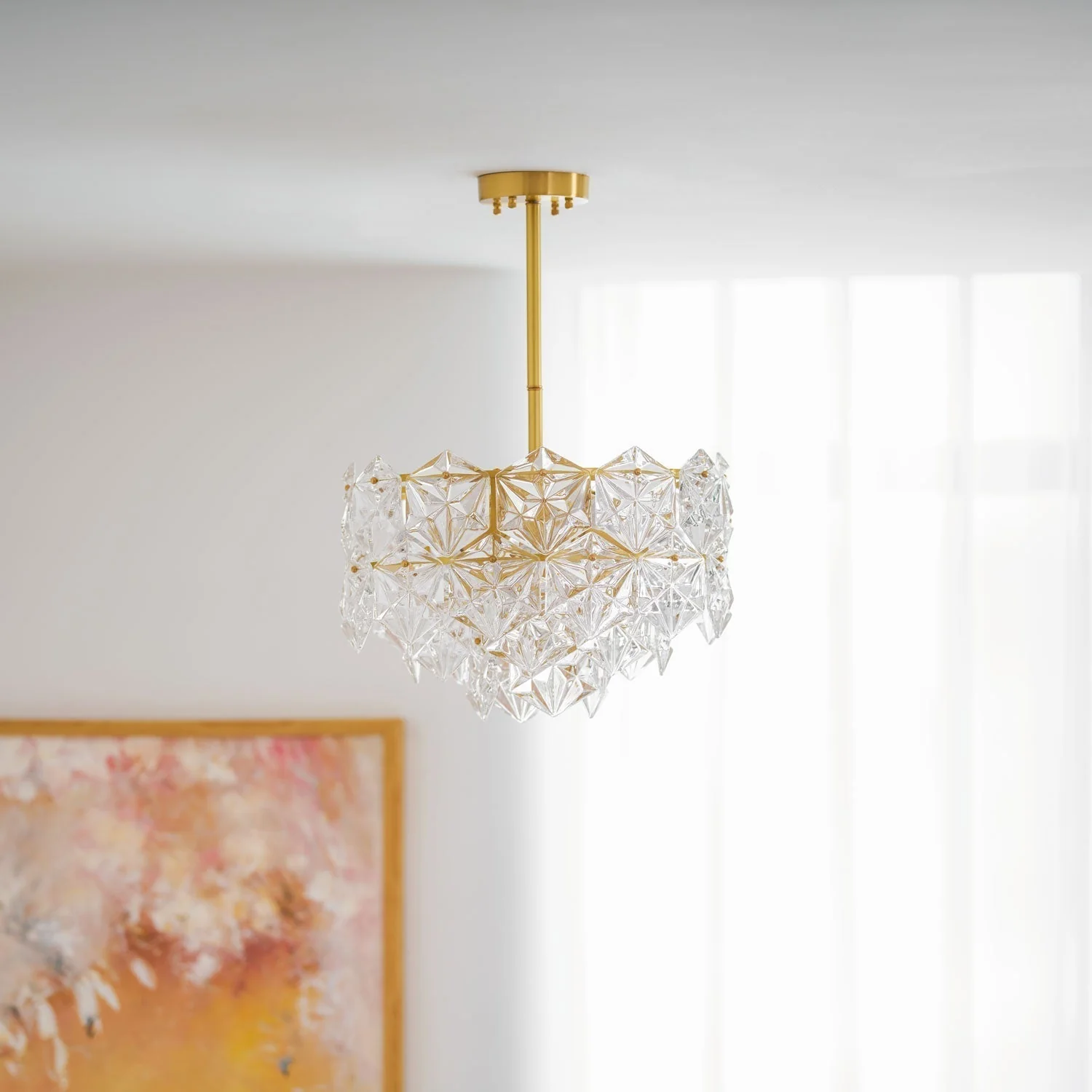 Lustra Chandelier Snowflake Glass Gold - Image 25