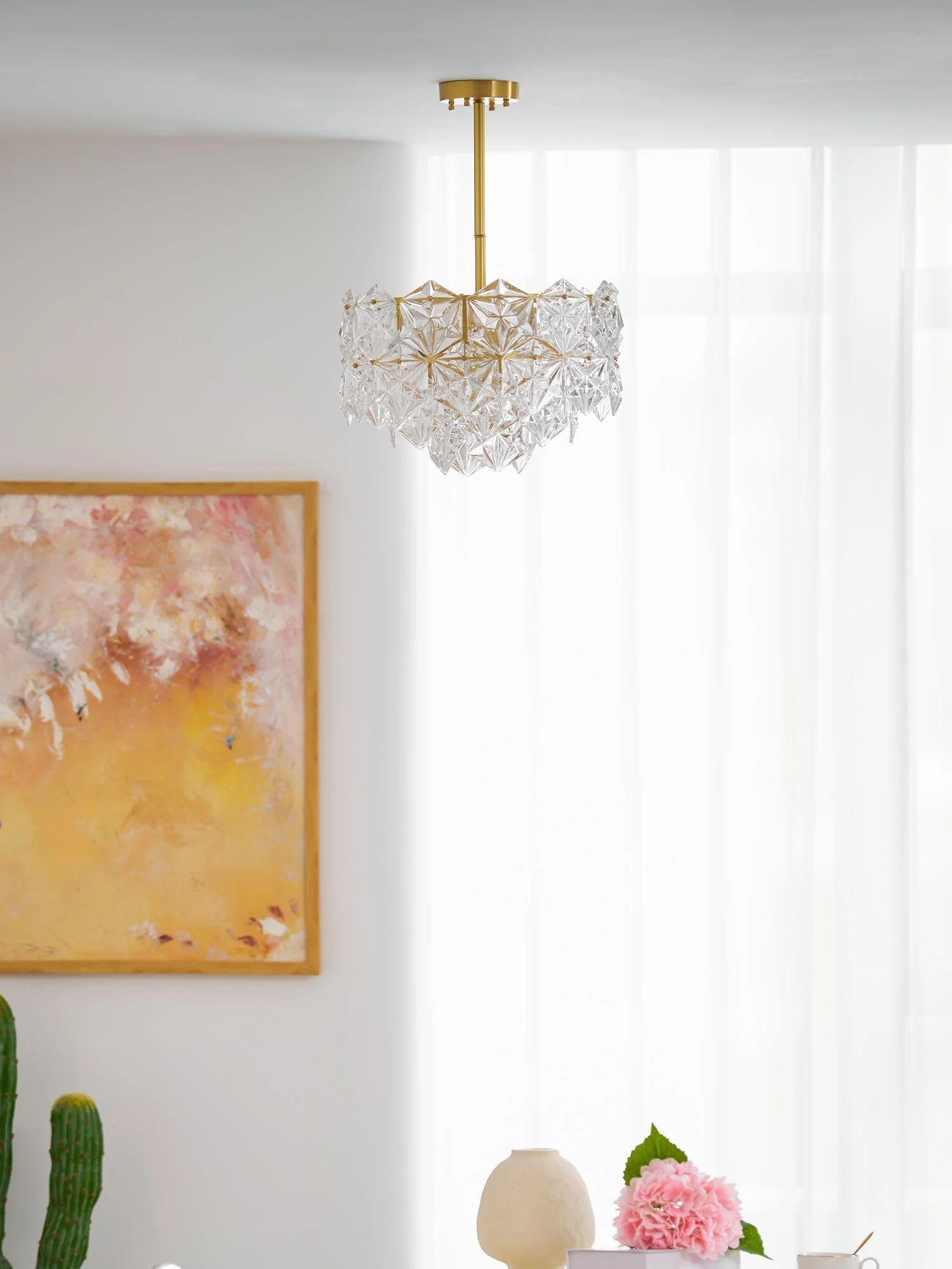 Lustra Chandelier Snowflake Glass Gold - Image 26