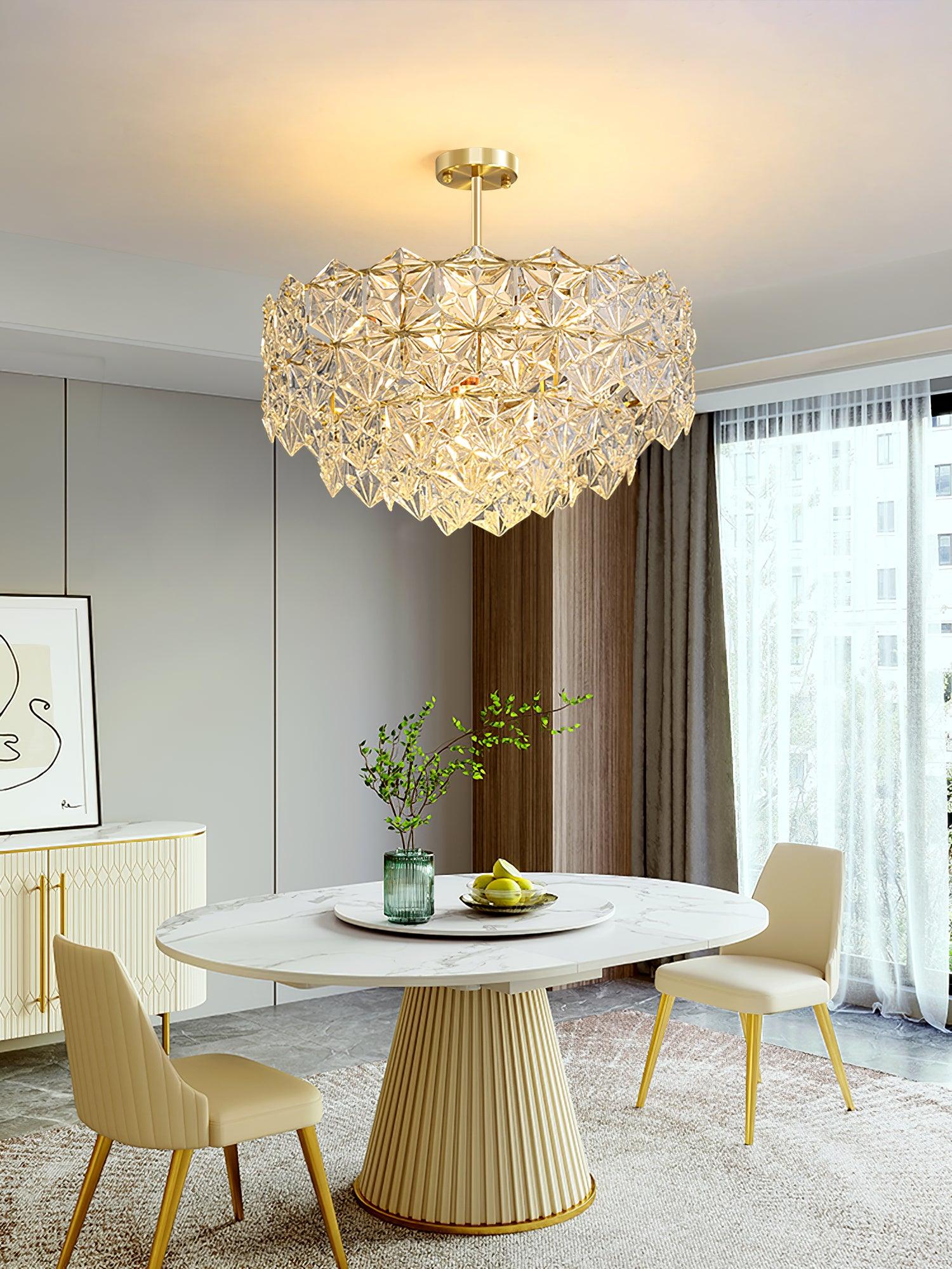 Lustra Chandelier Snowflake Glass Gold - Image 32