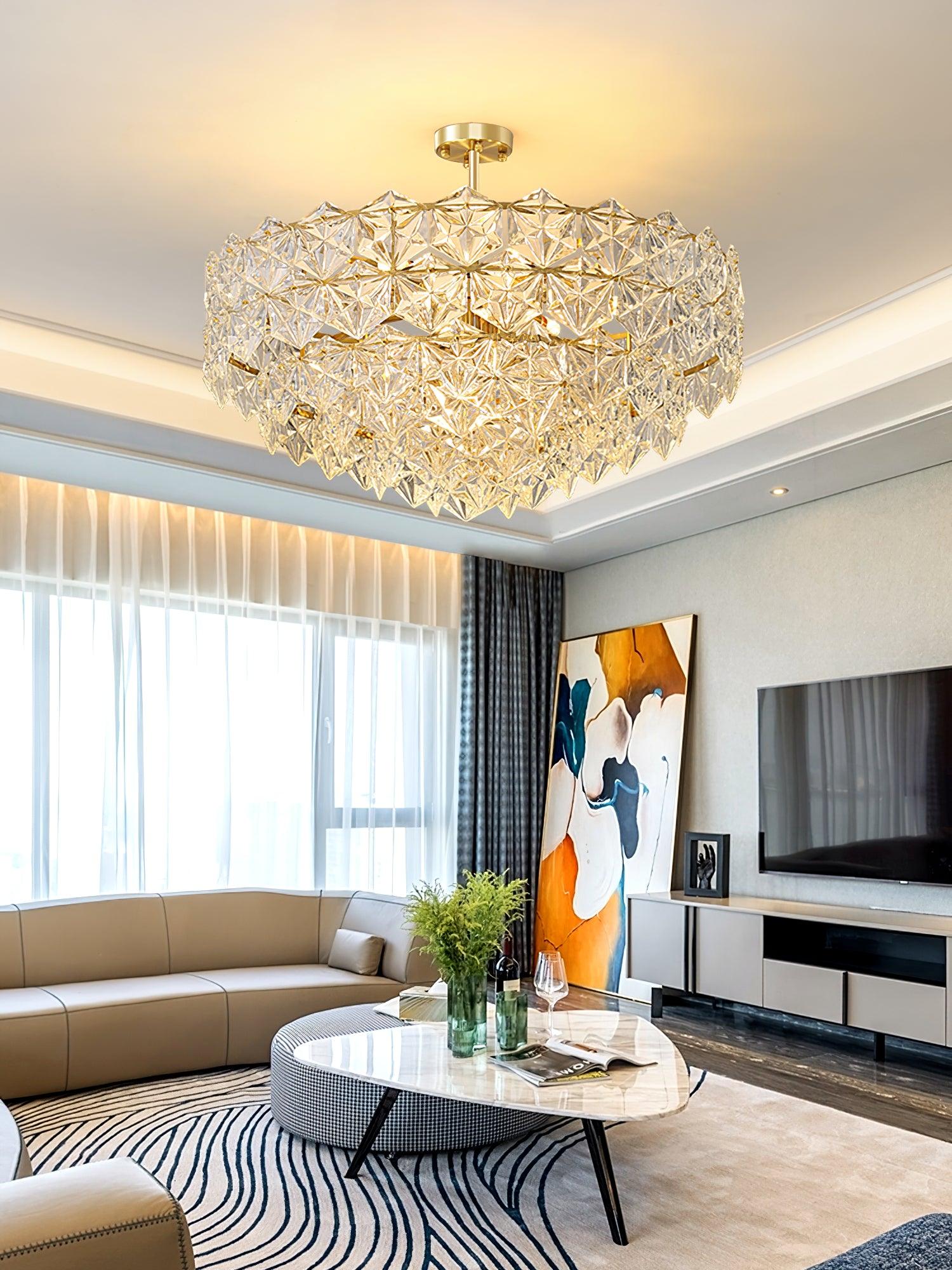 Lustra Chandelier Snowflake Glass Gold - Image 36