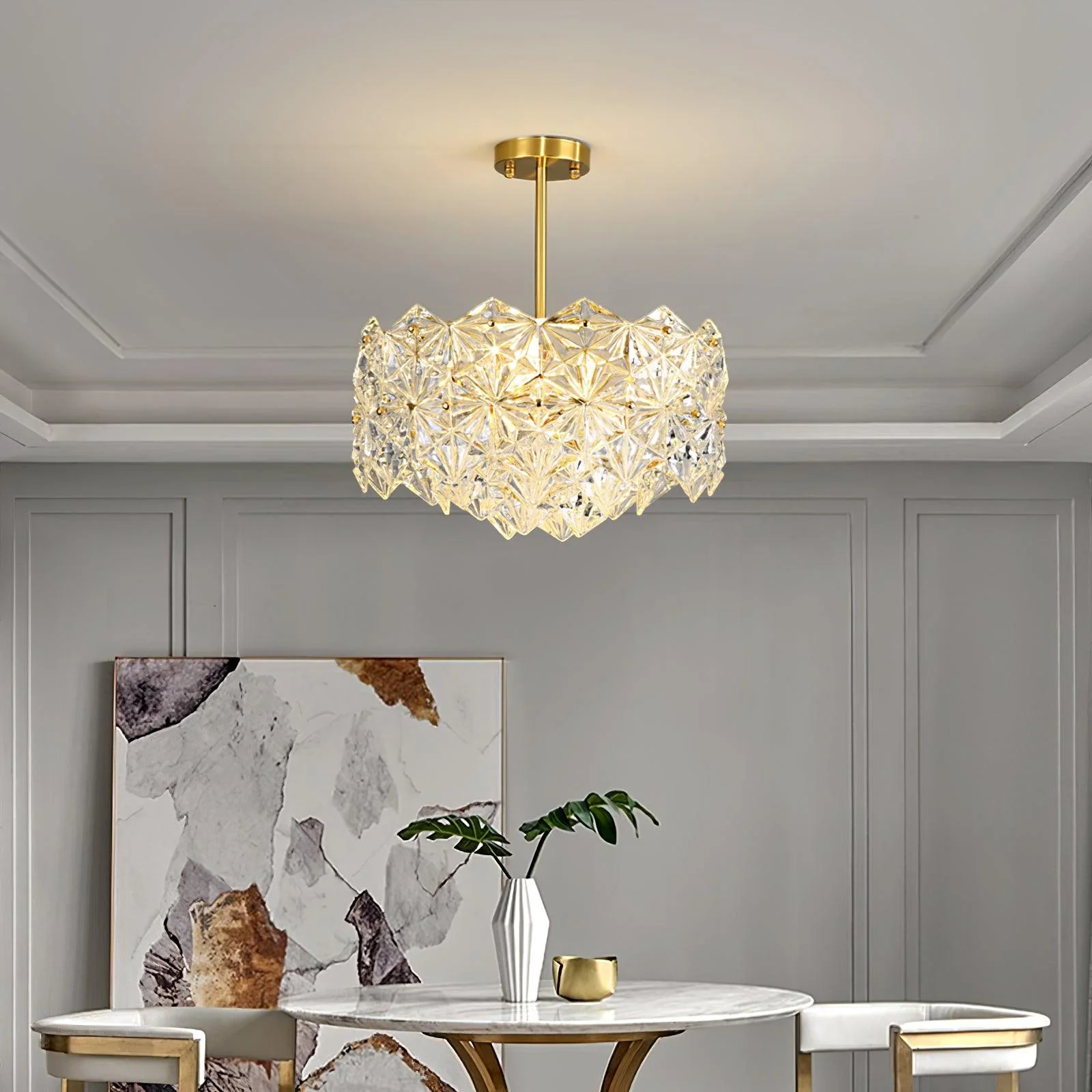 Lustra Chandelier Snowflake Glass Gold - Image 4