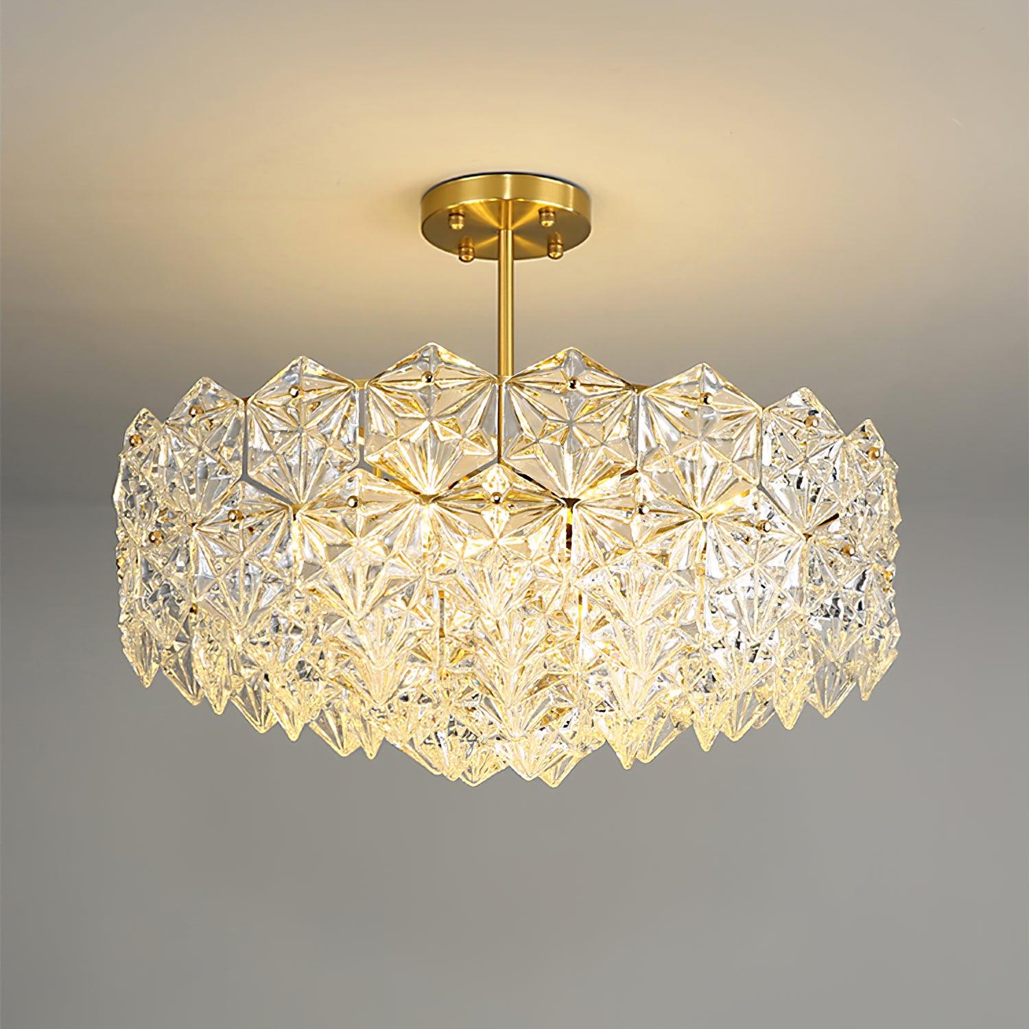 Lustra Chandelier Snowflake Glass Gold - Image 42