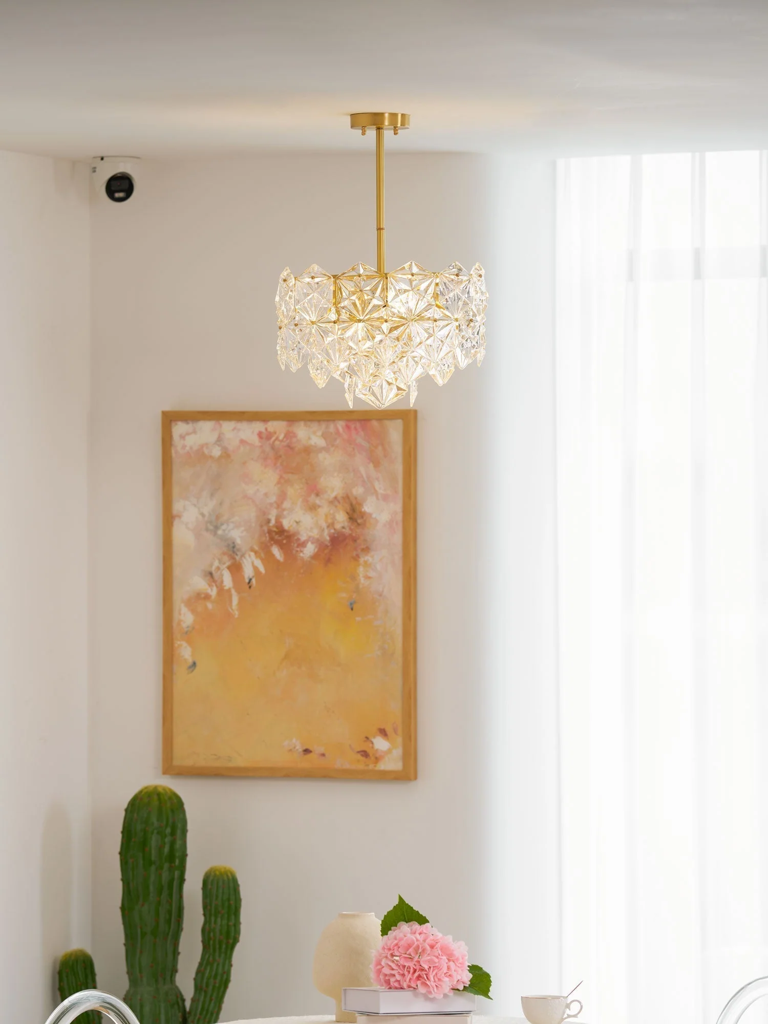 Lustra Chandelier Snowflake Glass Gold - Image 7