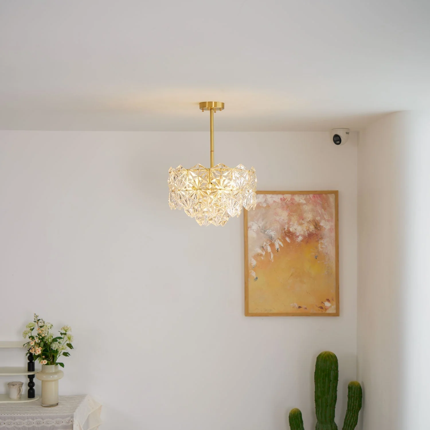 Lustra Chandelier Snowflake Glass Gold - Image 9