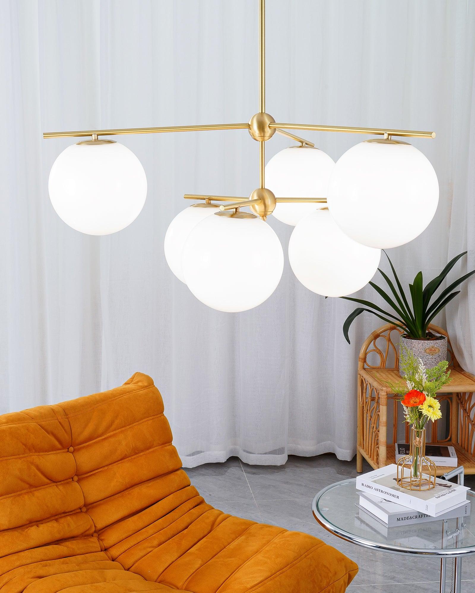 Lustra Chandelier Sphere & Stem Modern Gold LED - Image 26