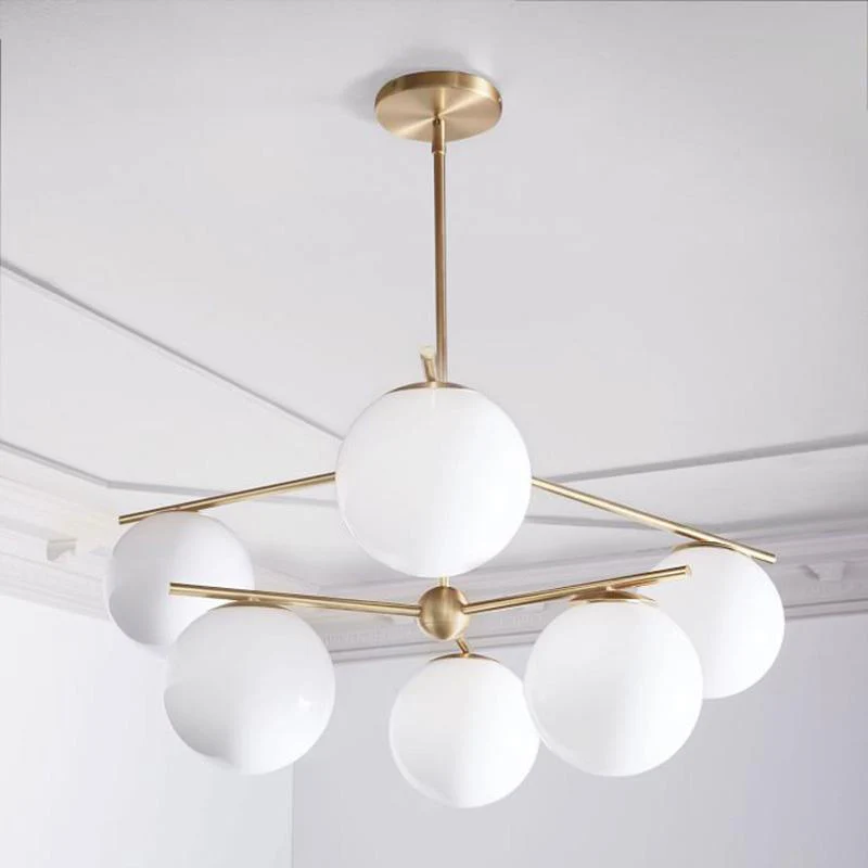 Lustra Chandelier Sphere & Stem Modern Gold LED - Image 3