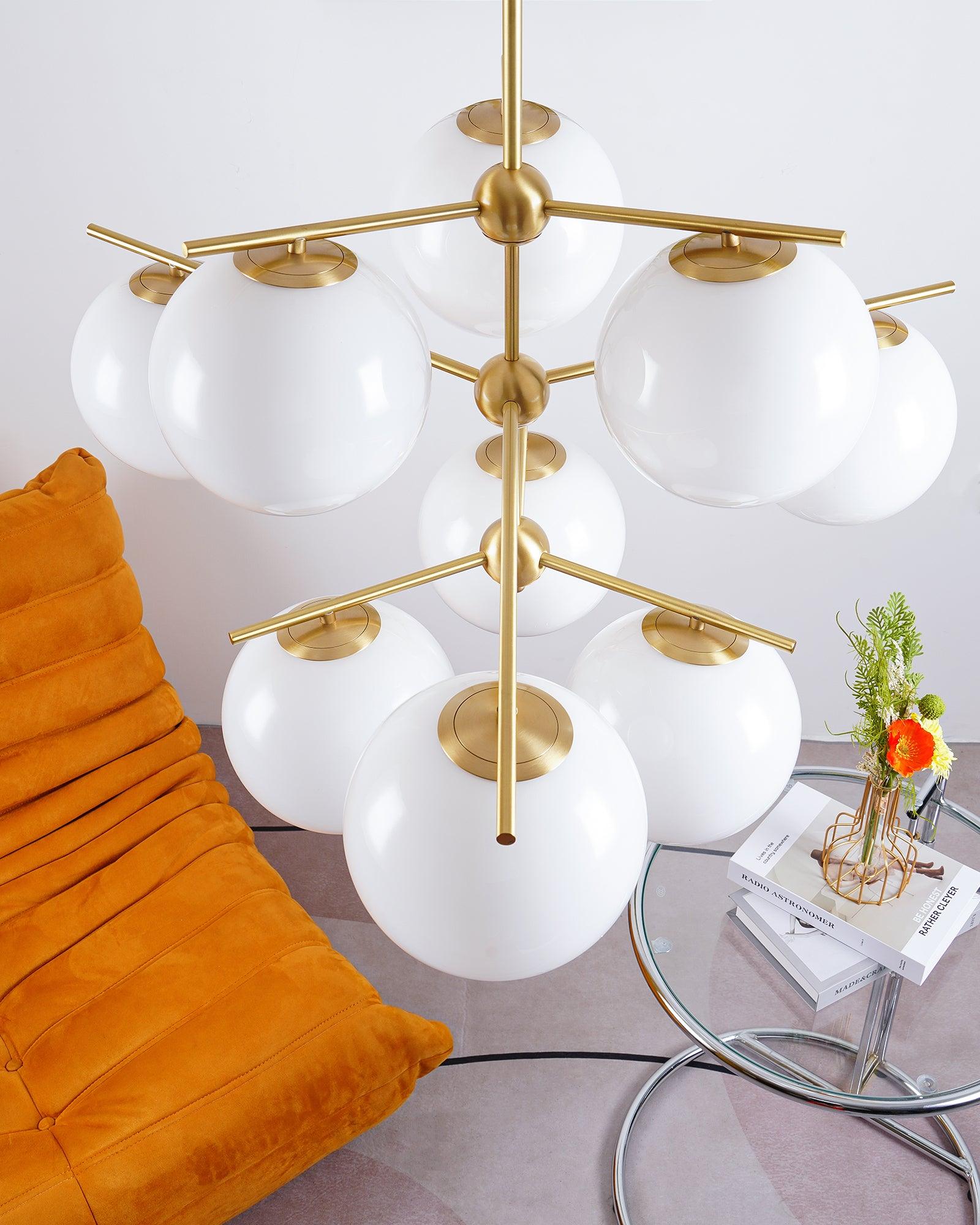Lustra Chandelier Sphere & Stem Modern Gold LED - Image 32