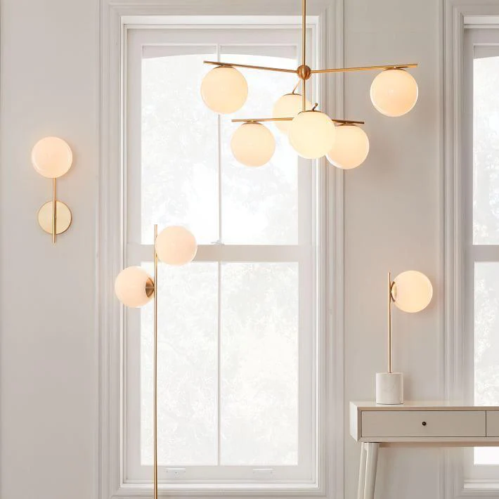 Lustra Chandelier Sphere & Stem Modern Gold LED - Image 52