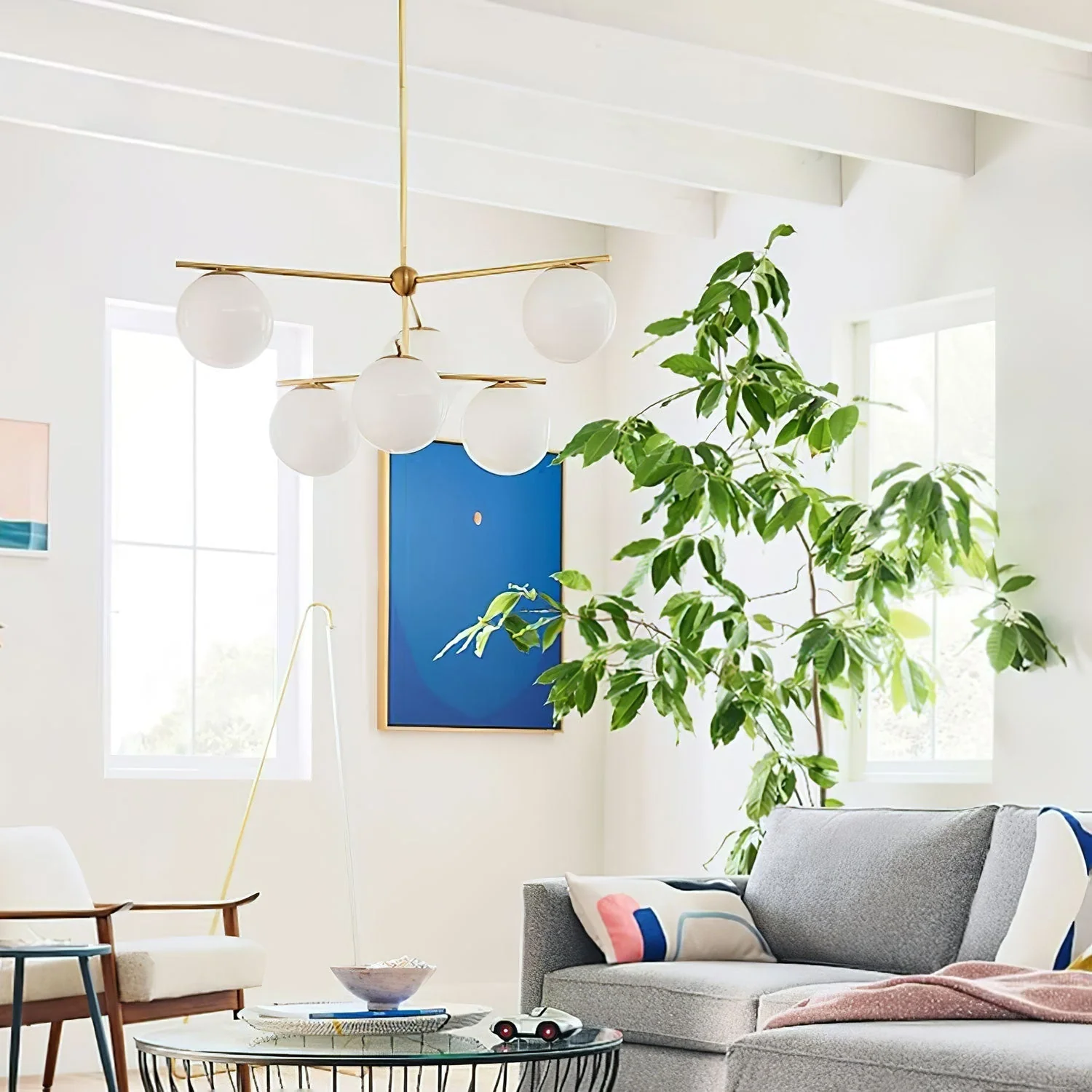 Lustra Chandelier Sphere & Stem Modern Gold LED - Image 63