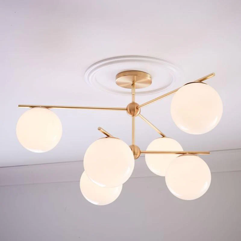 Lustra Chandelier Sphere & Stem Modern Gold LED - Image 75