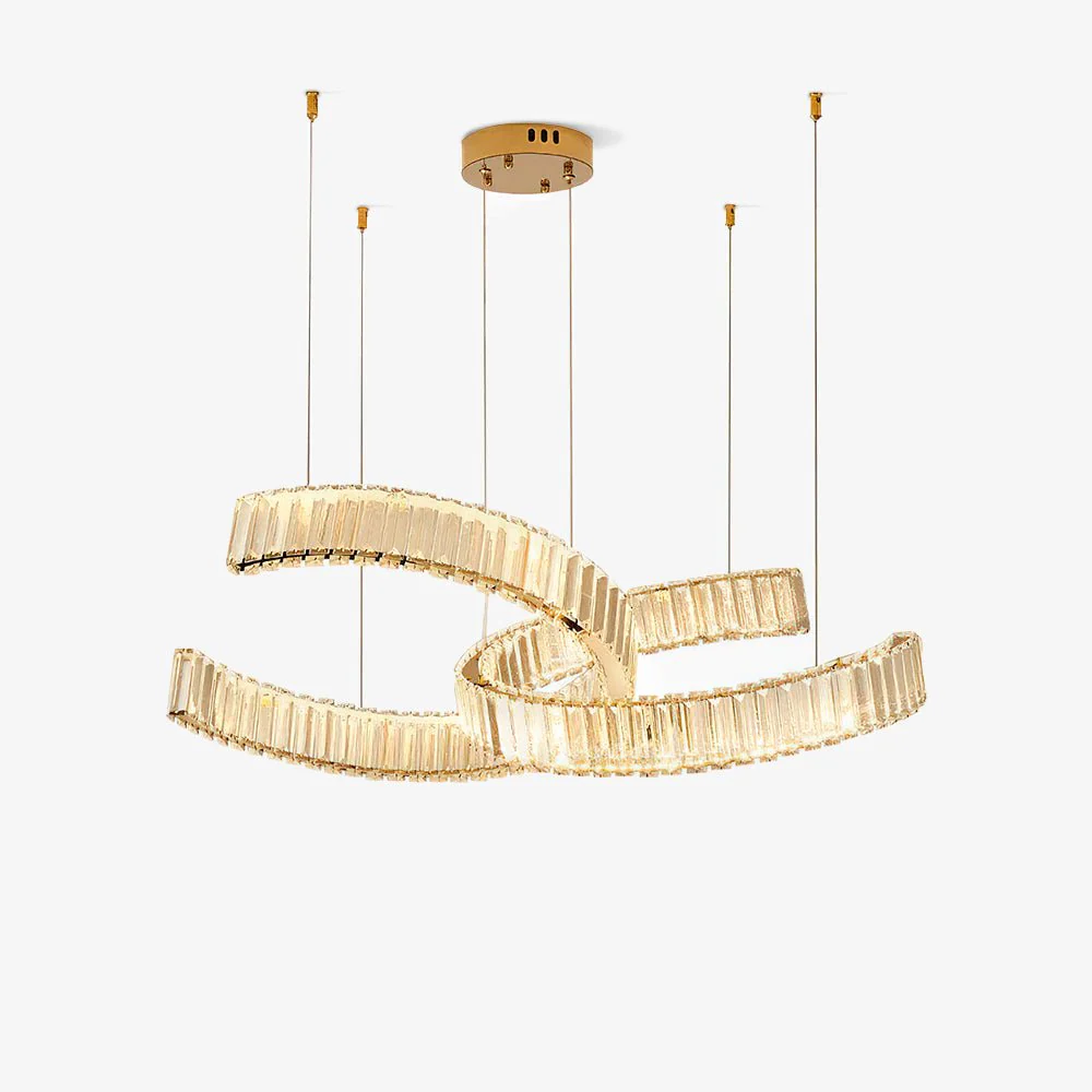 Lustra Chandelier Spiral Crystal Gold Glam