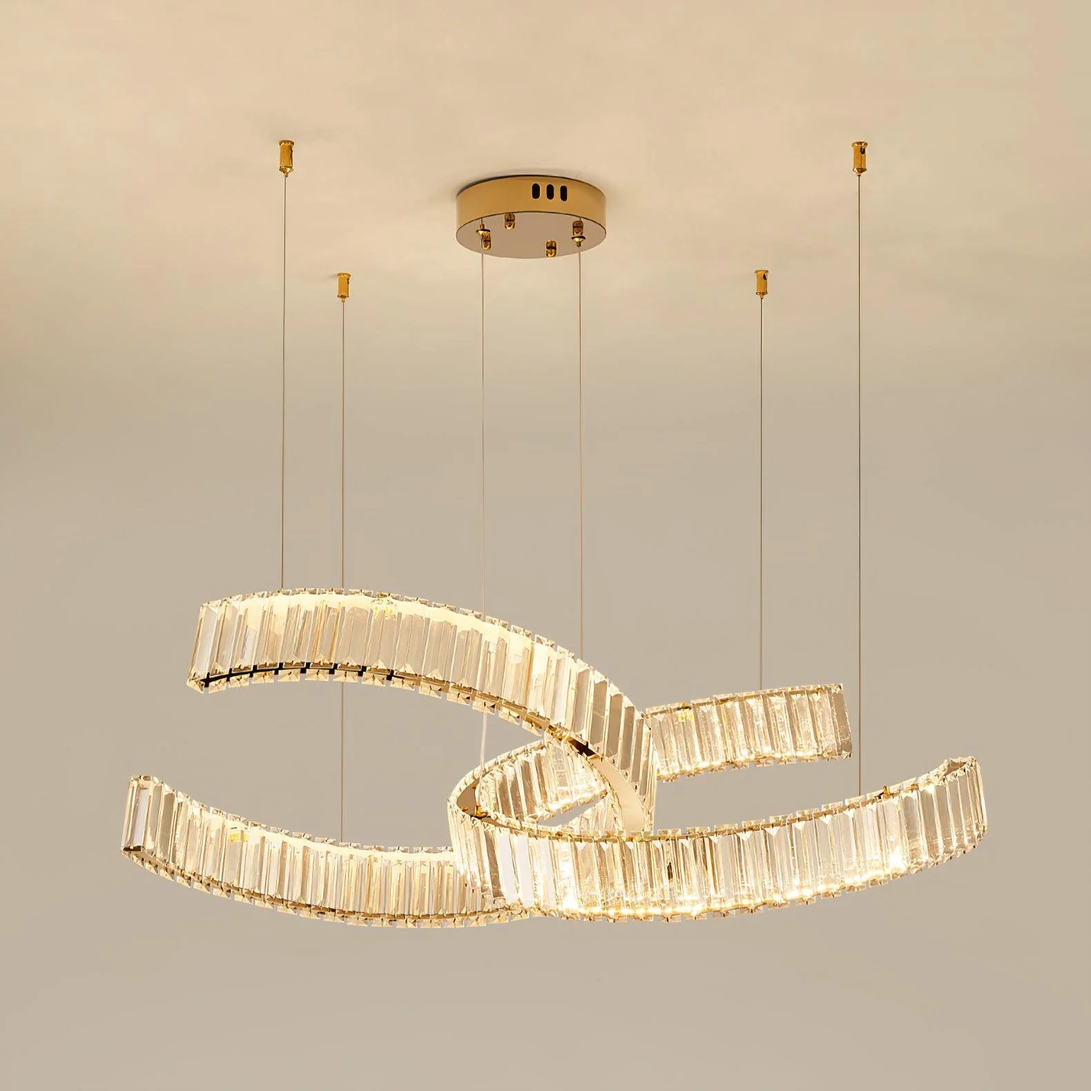 Lustra Chandelier Spiral Crystal Gold Glam - Image 10