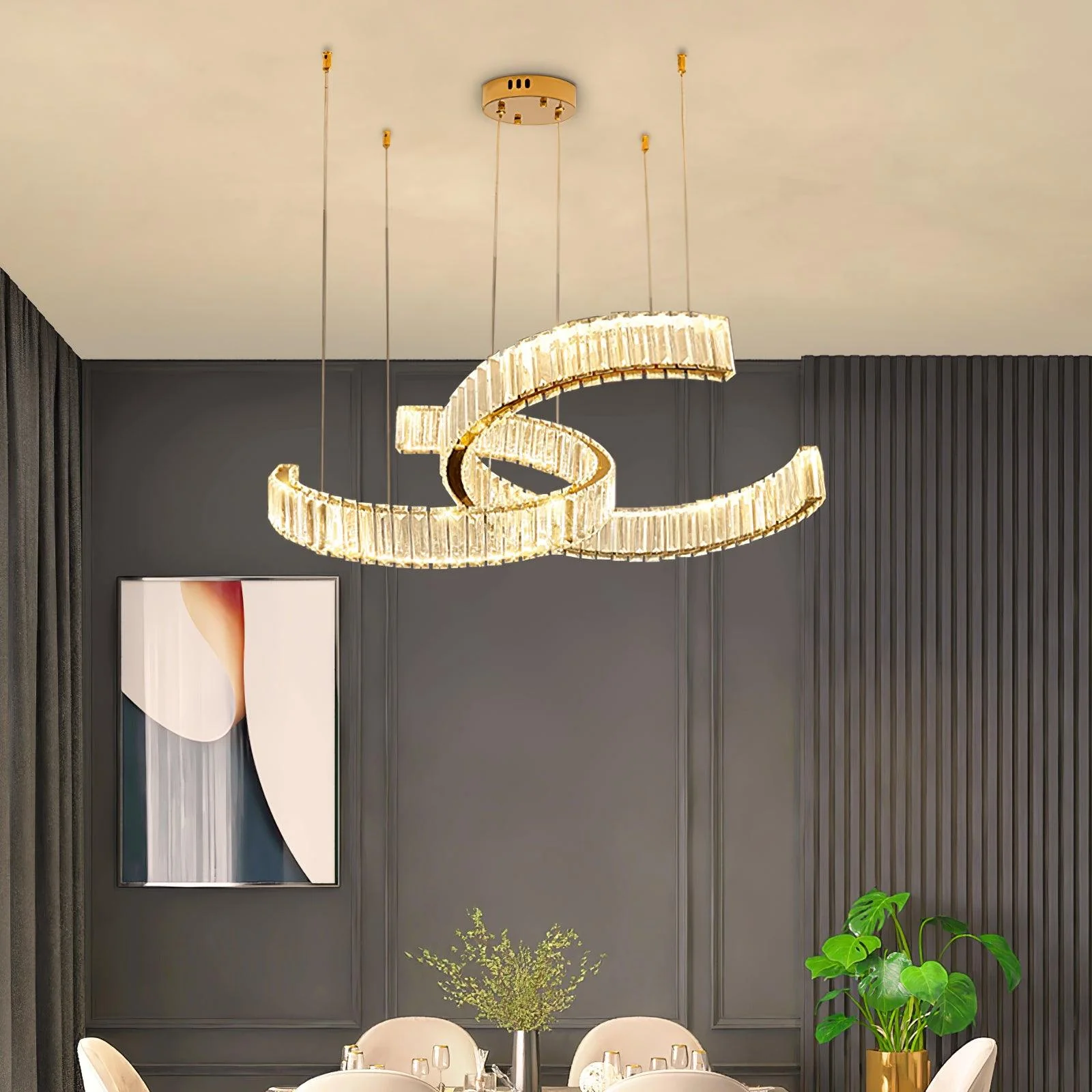 Lustra Chandelier Spiral Crystal Gold Glam - Image 14