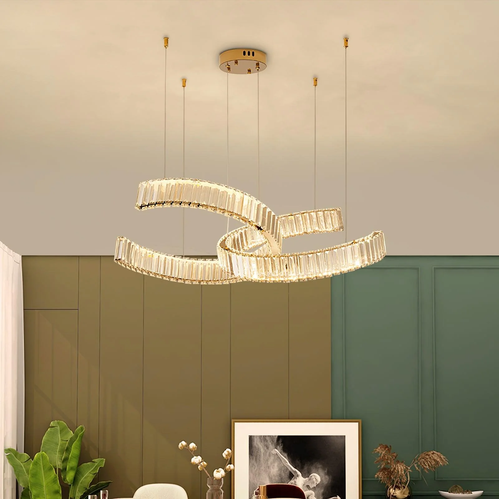 Lustra Chandelier Spiral Crystal Gold Glam - Image 2