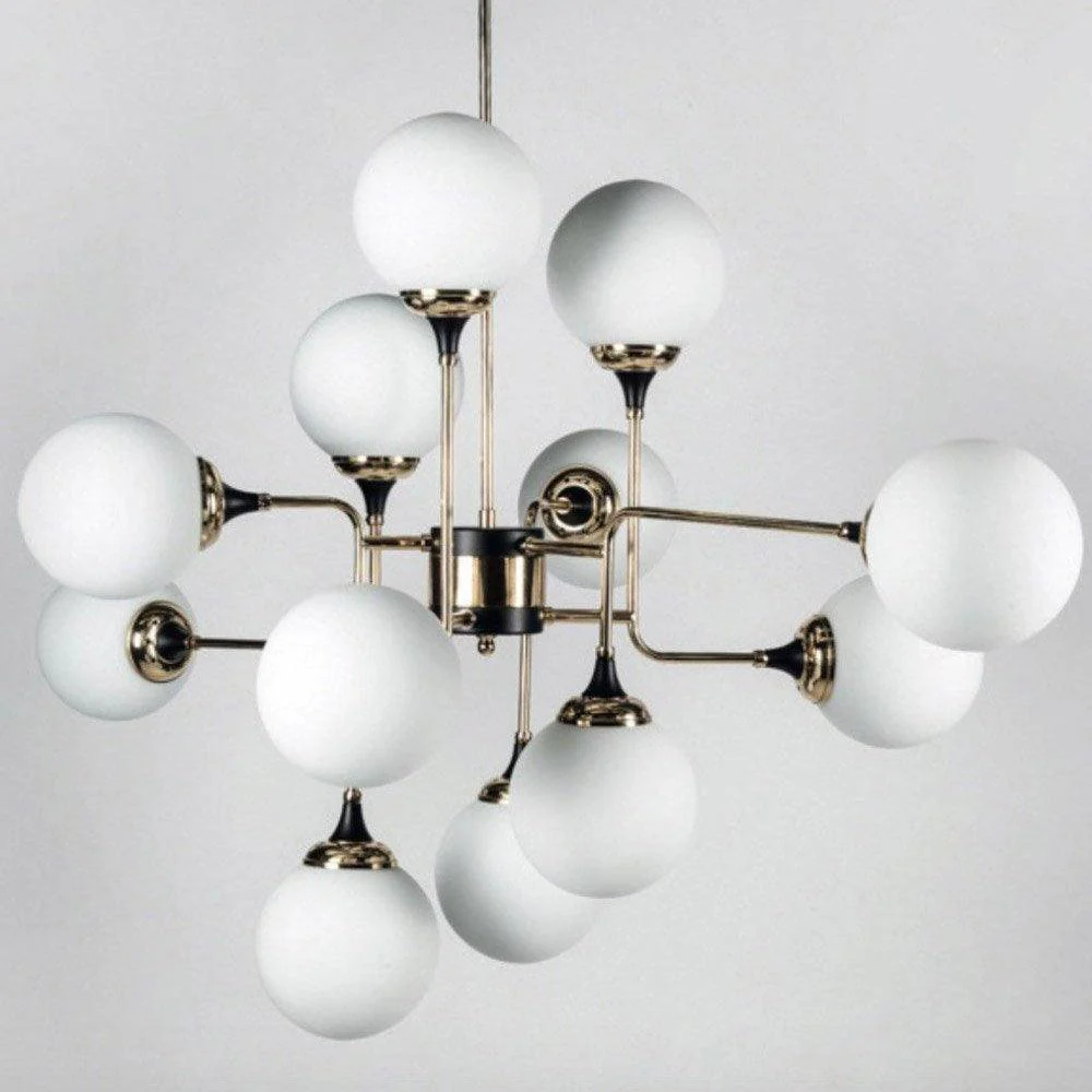 Lustra Chandelier Stilnovo Brass Black Glass - Image 11