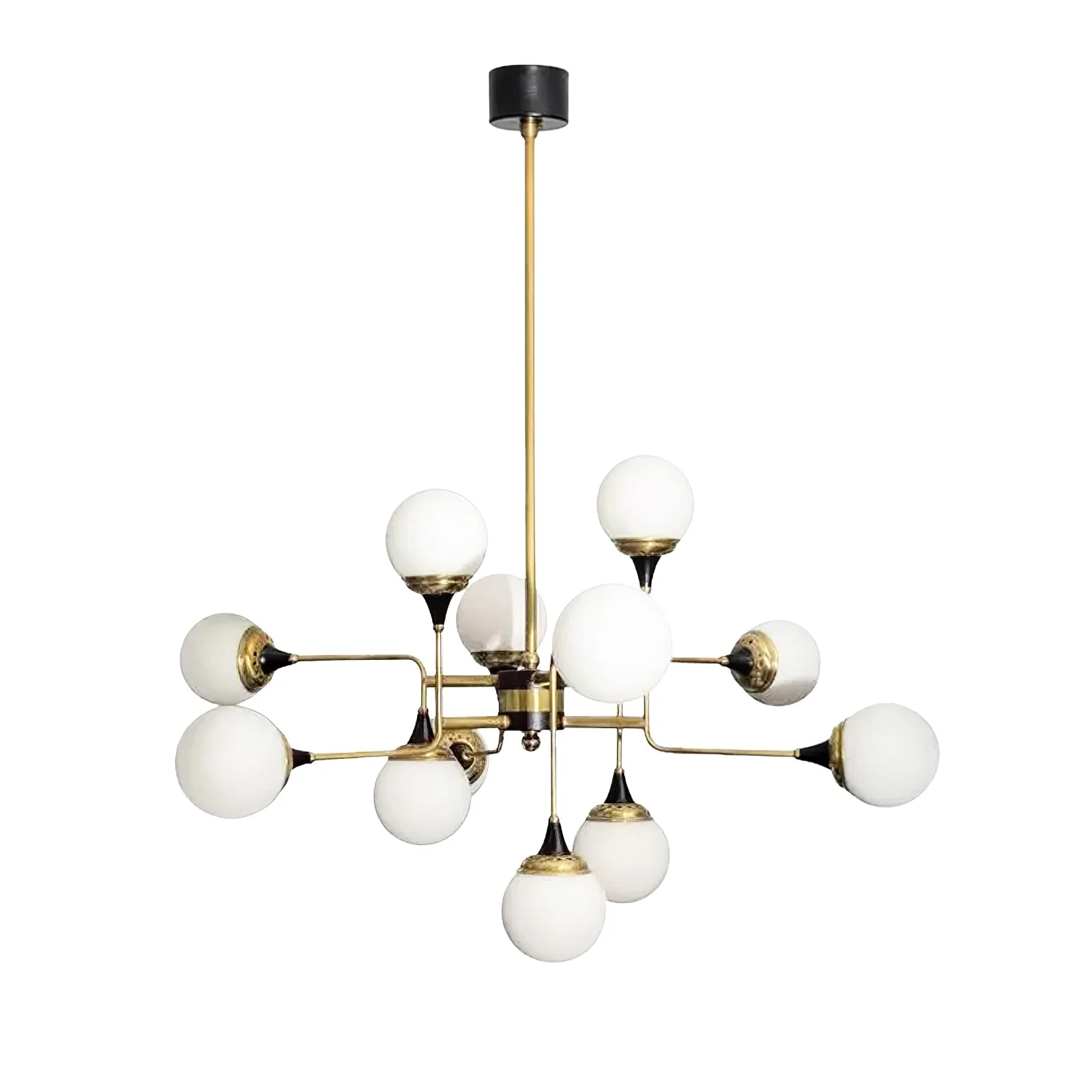 Lustra Chandelier Stilnovo Brass Black Glass - Image 13