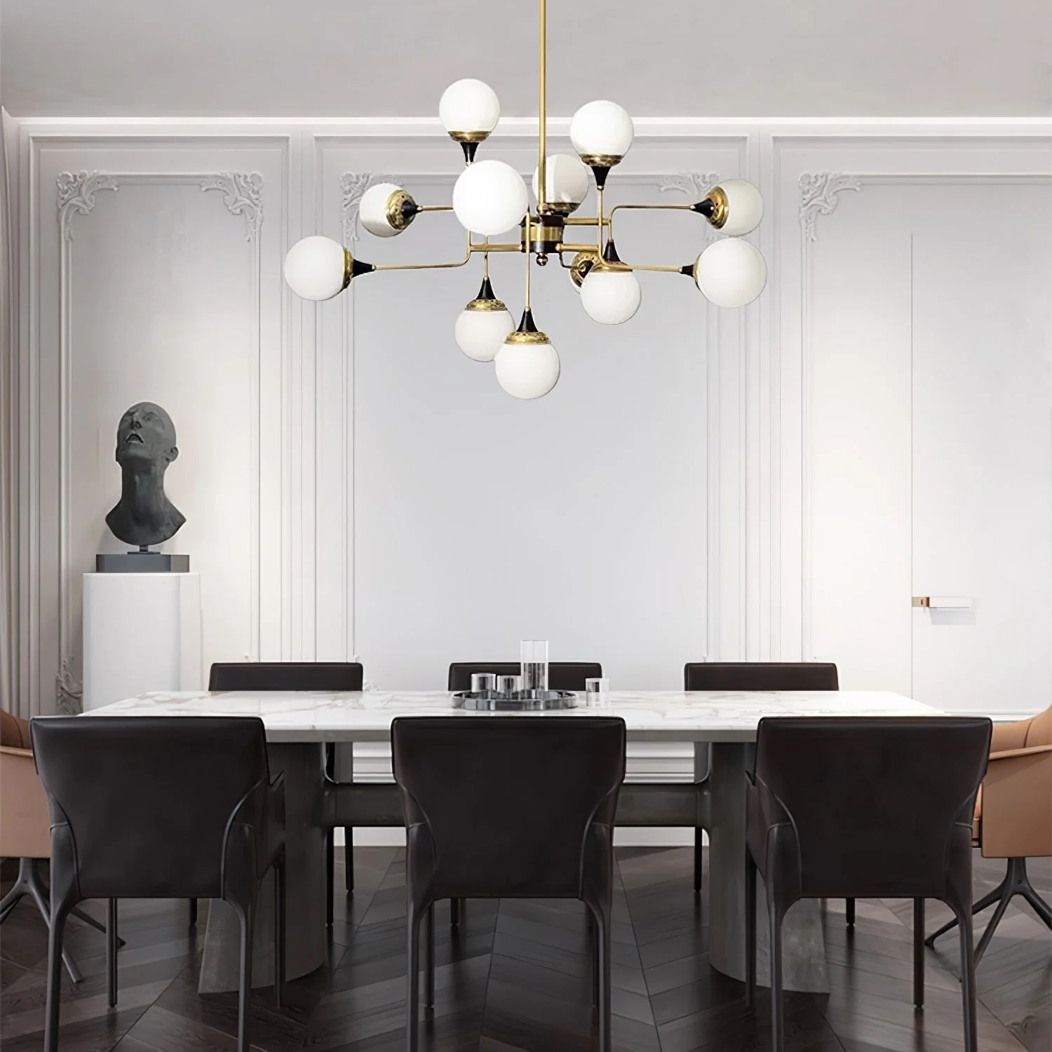 Lustra Chandelier Stilnovo Brass Black Glass - Image 17