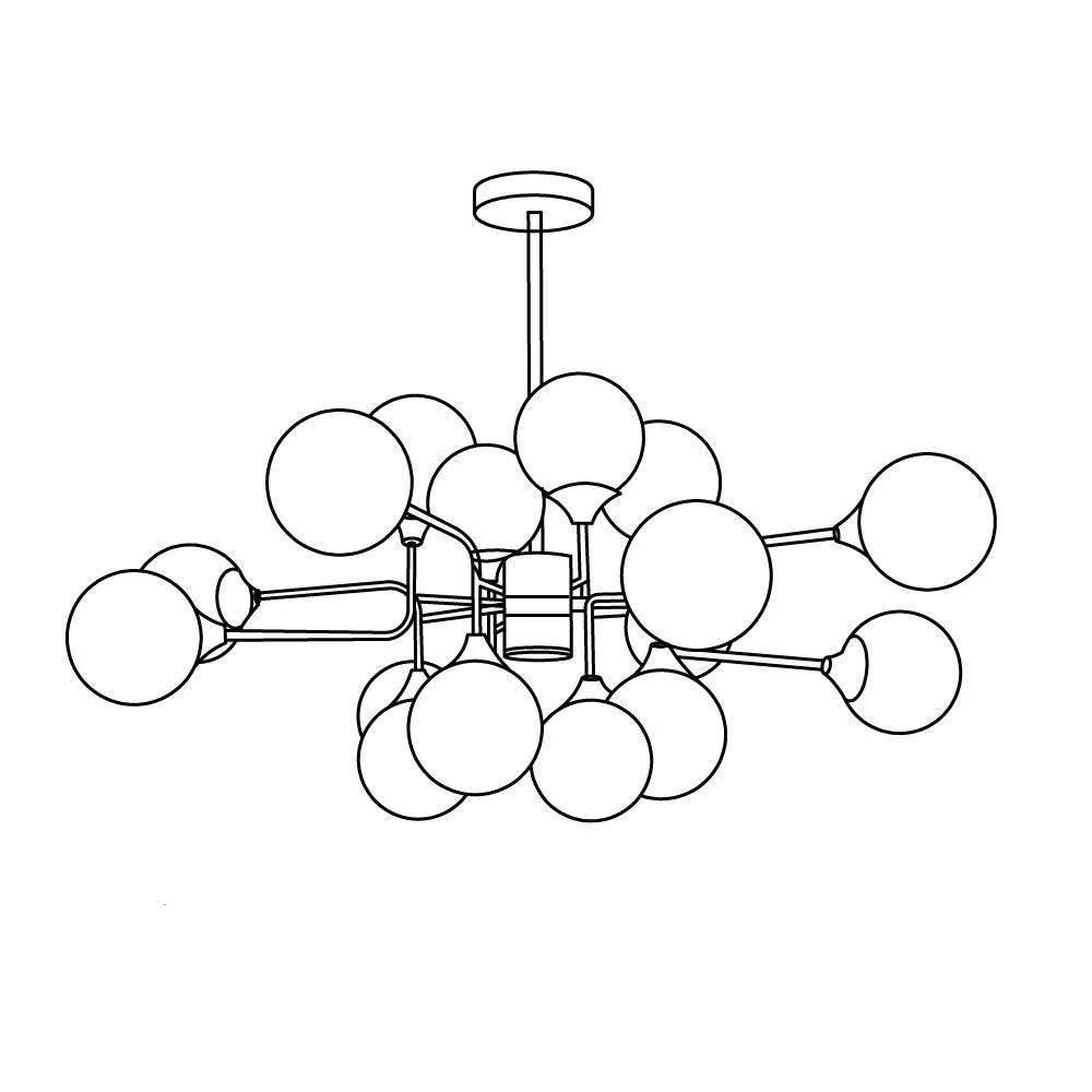 Lustra Chandelier Stilnovo Brass Black Glass - Image 21