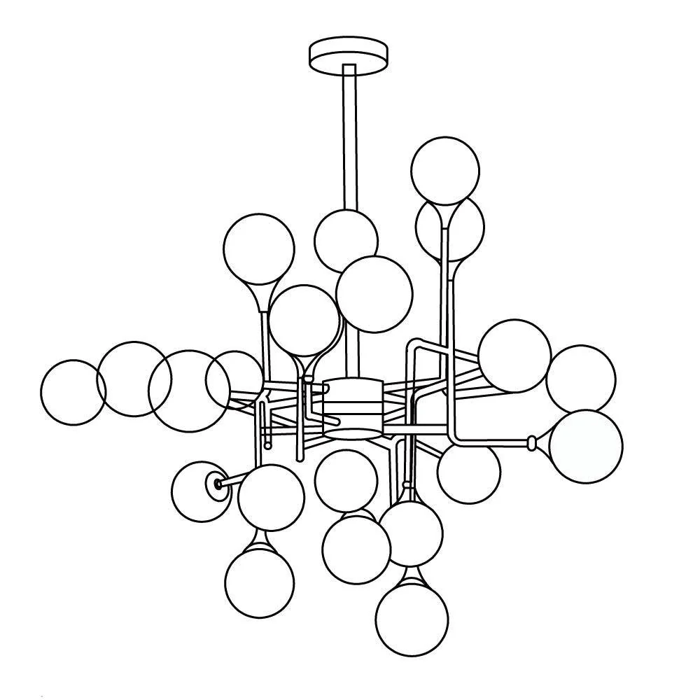 Lustra Chandelier Stilnovo Brass Black Glass - Image 22
