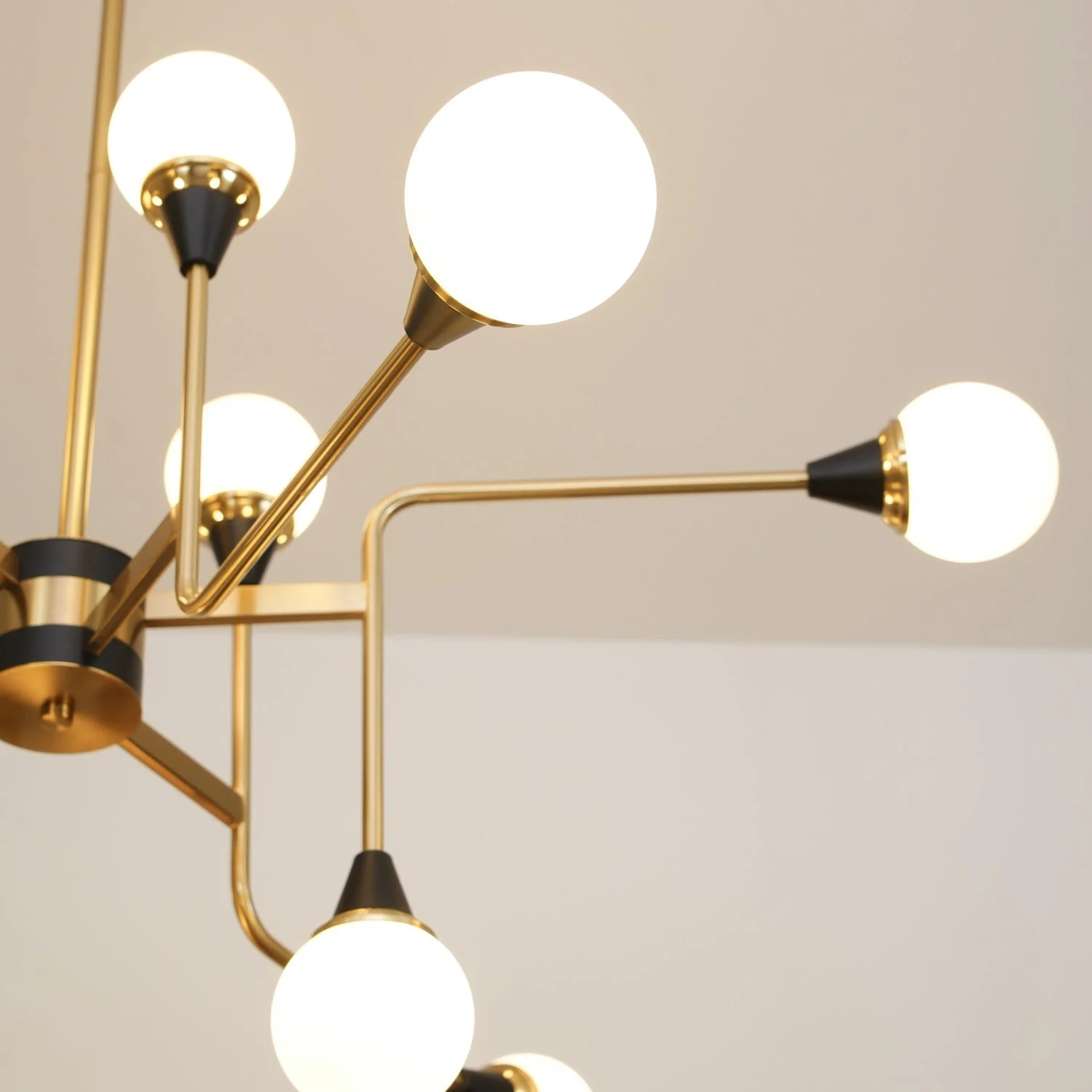 Lustra Chandelier Stilnovo Brass Black Glass - Image 32