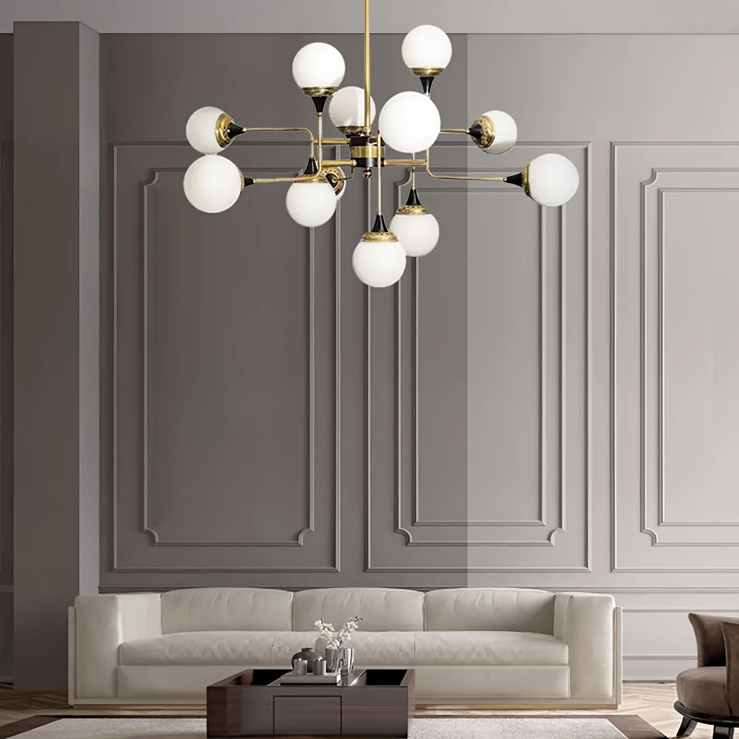 Lustra Chandelier Stilnovo Brass Black Glass - Image 33