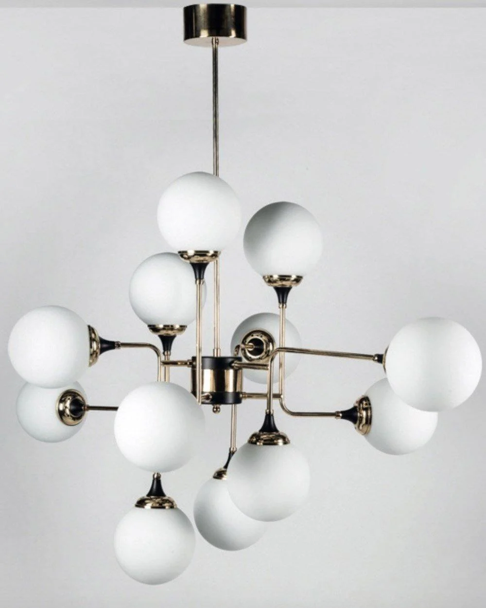 Lustra Chandelier Stilnovo Brass Black Glass - Image 5