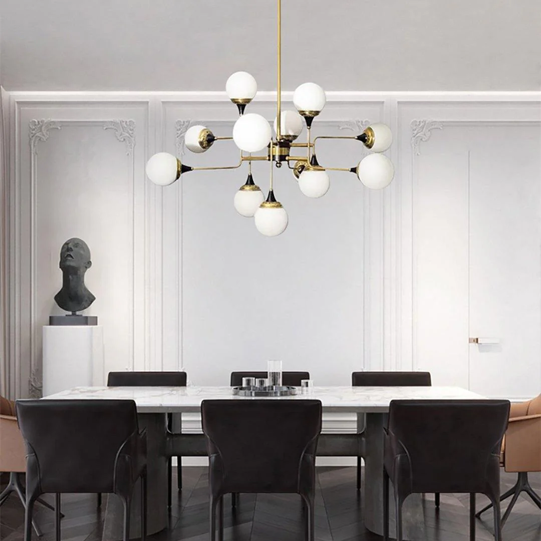 Lustra Chandelier Stilnovo Brass Black Glass - Image 8
