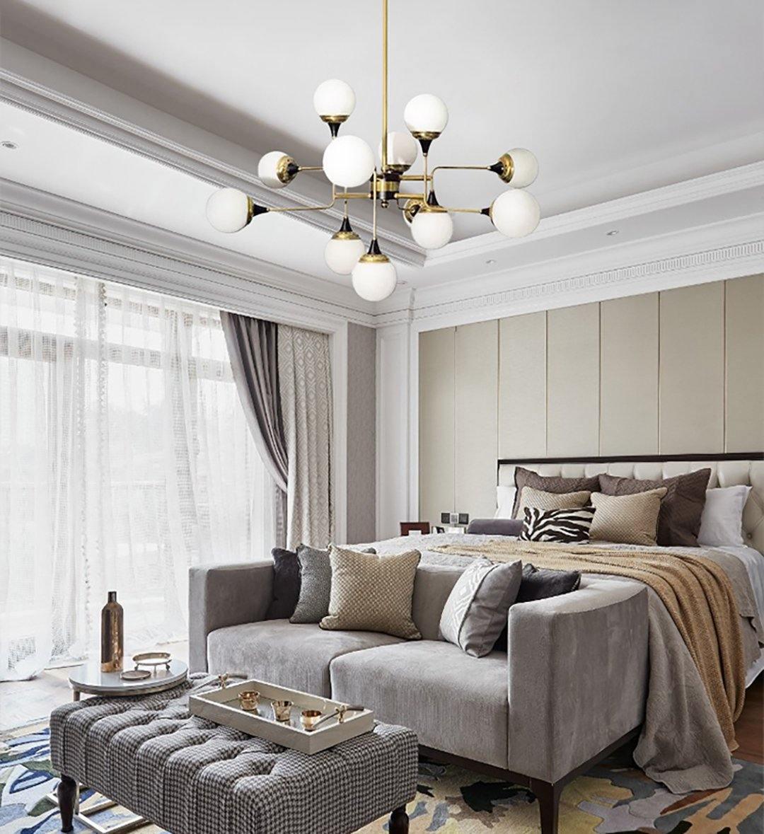Lustra Chandelier Stilnovo Brass Black Glass - Image 9