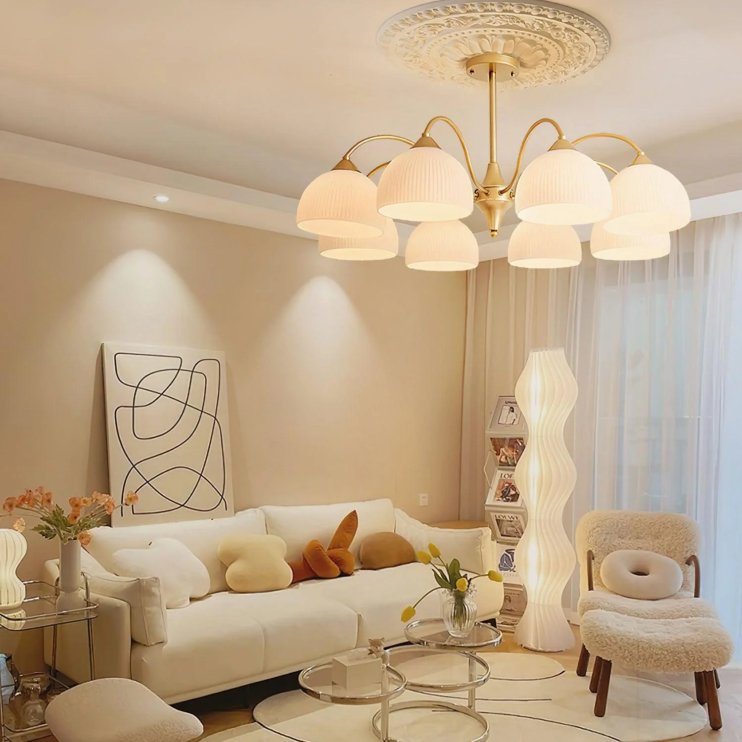 Lustra Chandelier Striped Glass Bowl - Image 10