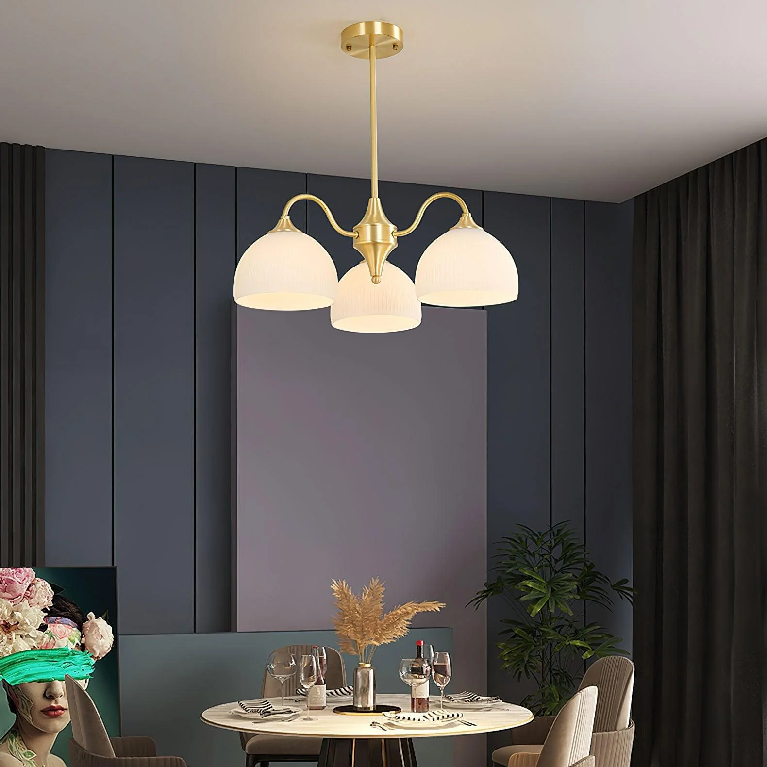 Lustra Chandelier Striped Glass Bowl - Image 16