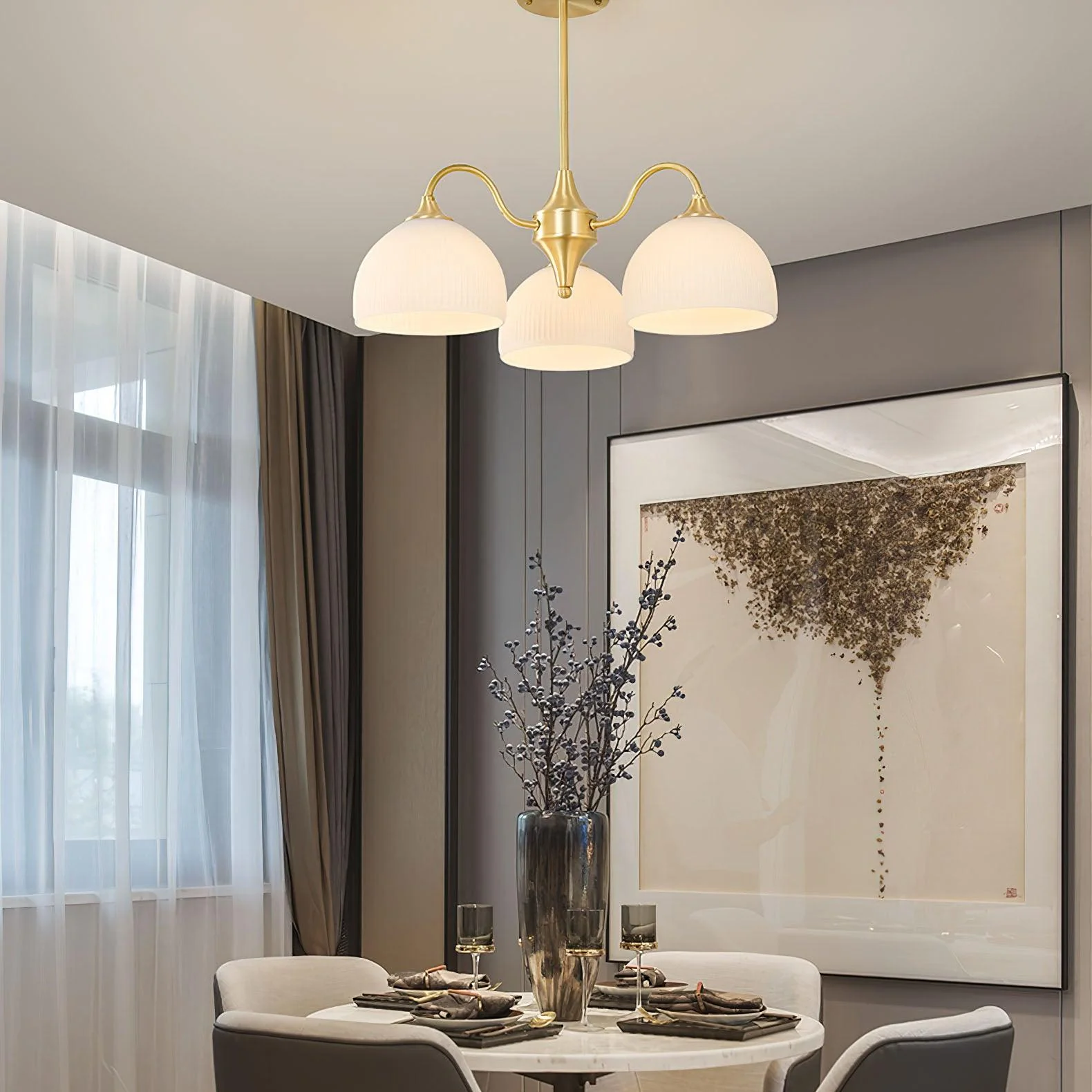 Lustra Chandelier Striped Glass Bowl - Image 18