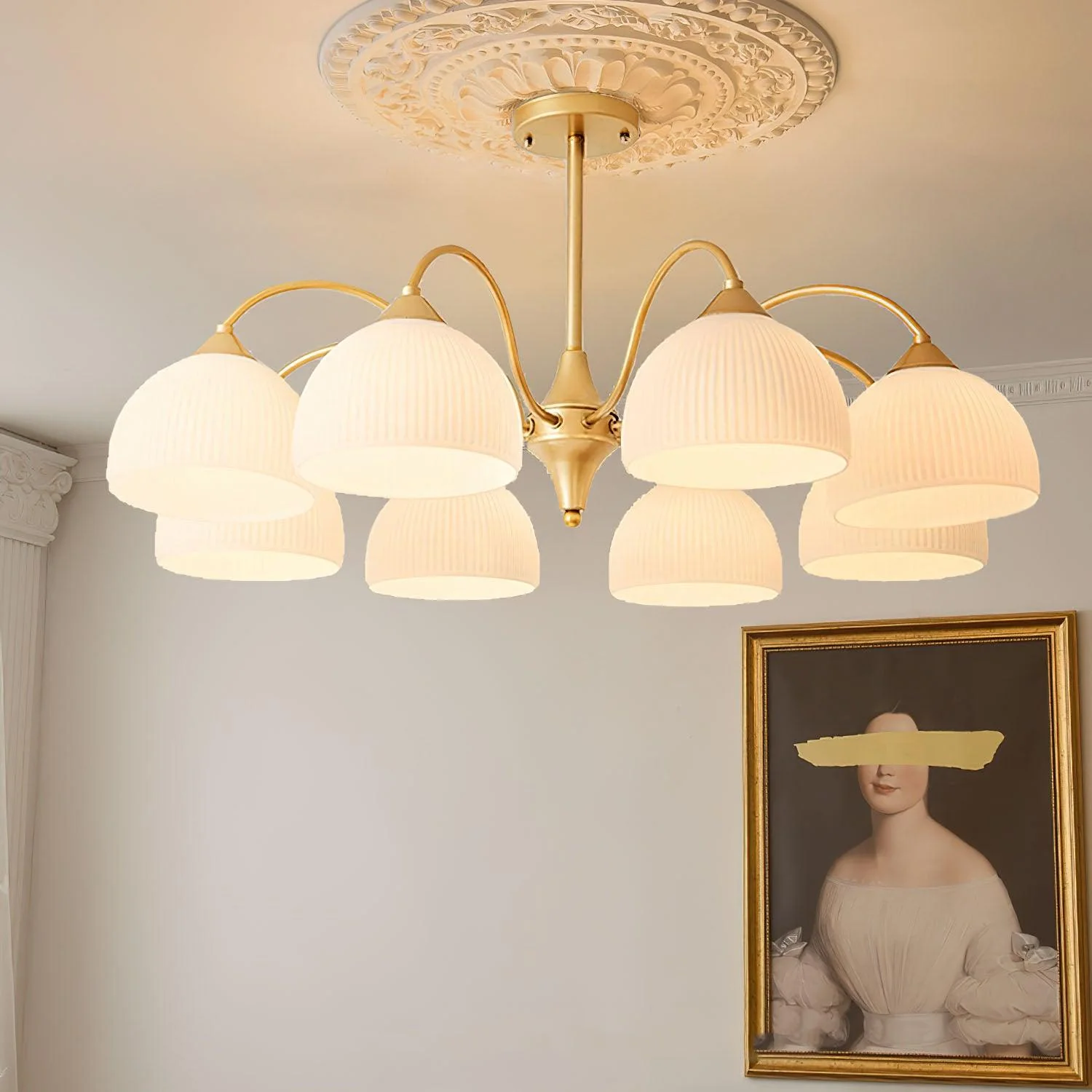 Lustra Chandelier Striped Glass Bowl - Image 4