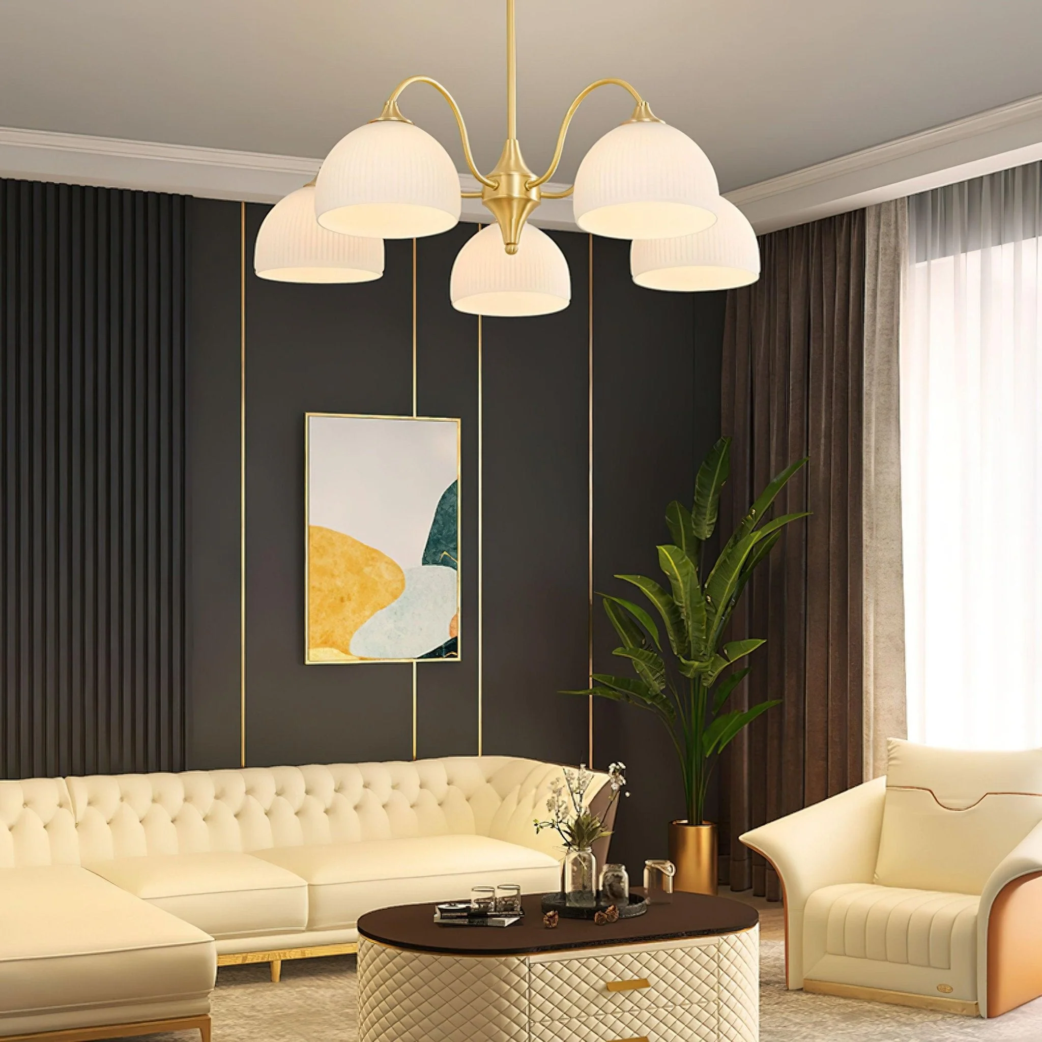 Lustra Chandelier Striped Glass Bowl - Image 6