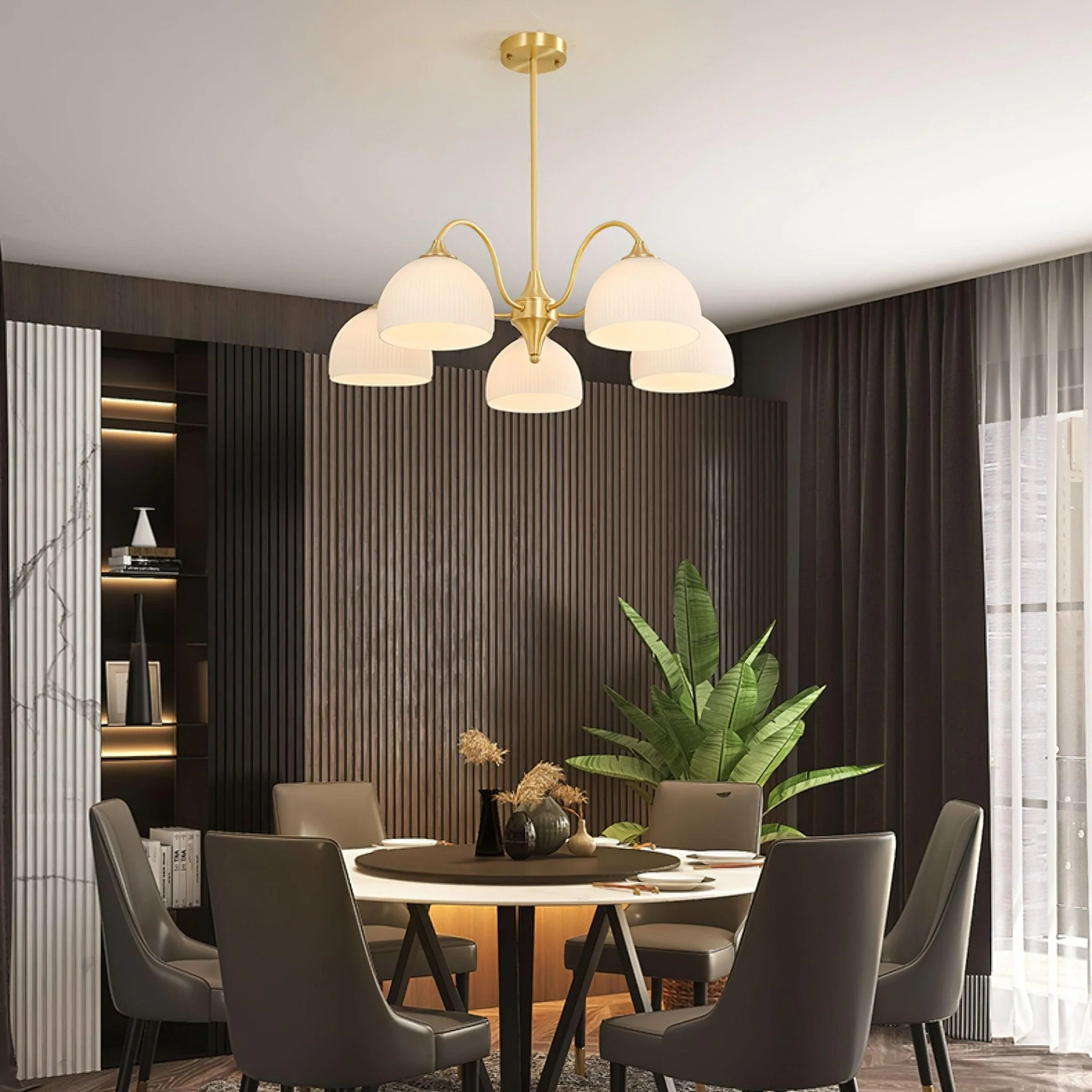 Lustra Chandelier Striped Glass Bowl - Image 9