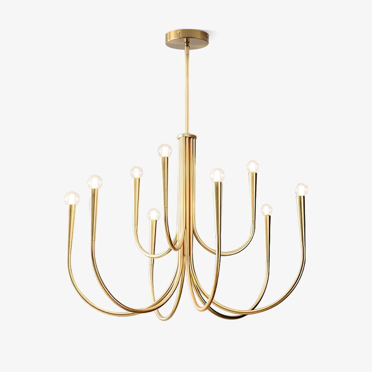 Lustra Chandelier Swoop Arm Brass Minimalist