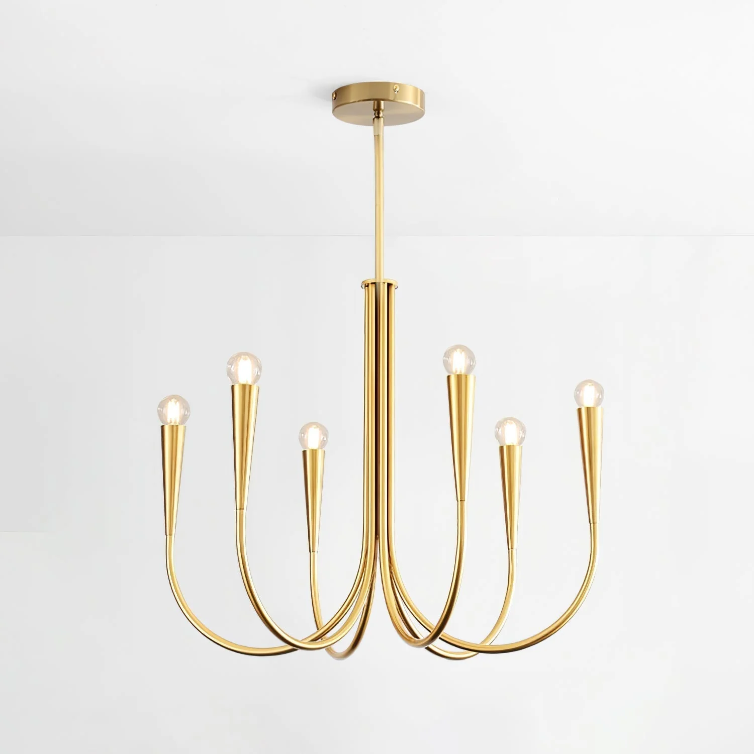 Lustra Chandelier Swoop Arm Brass Minimalist - Image 10