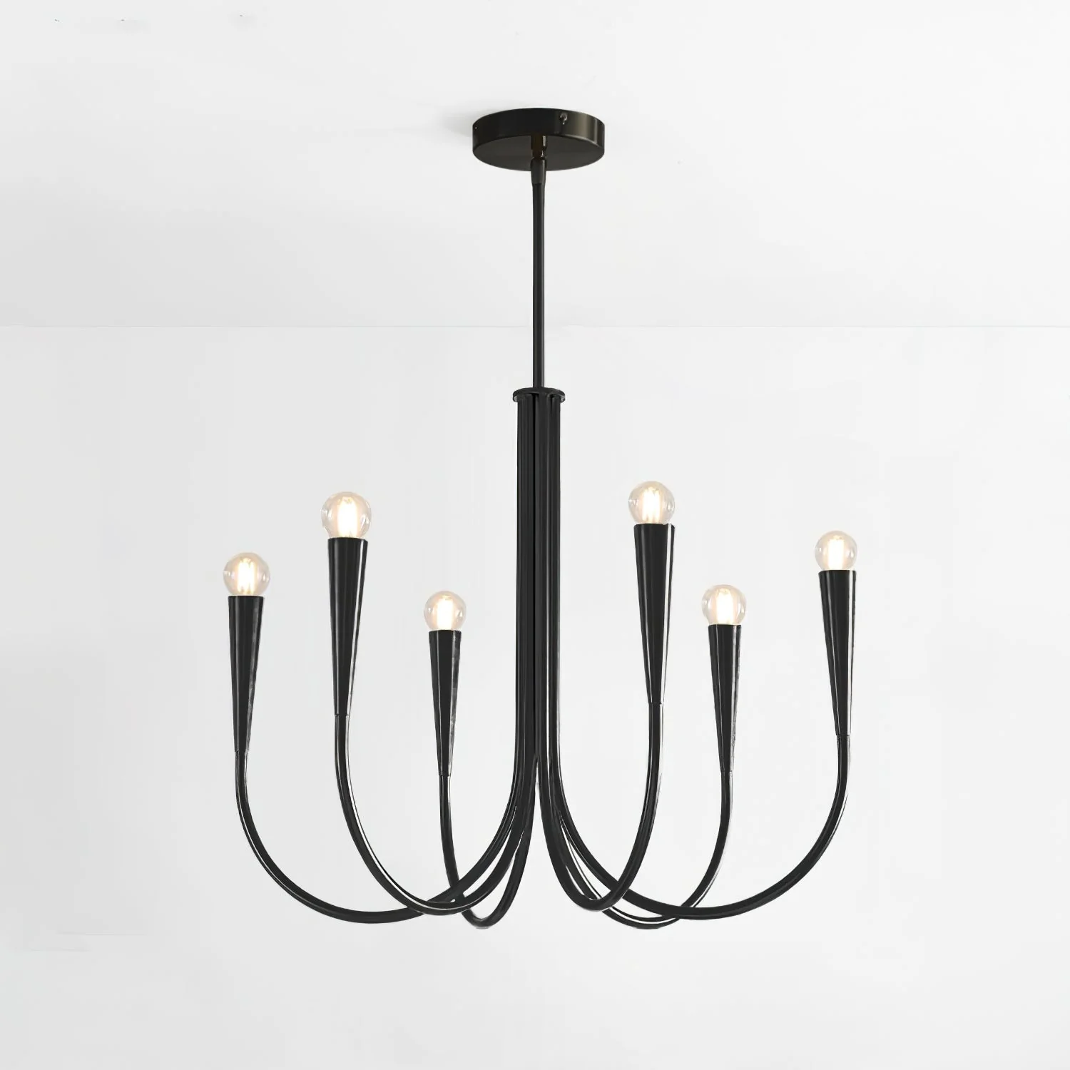 Lustra Chandelier Swoop Arm Brass Minimalist - Image 11