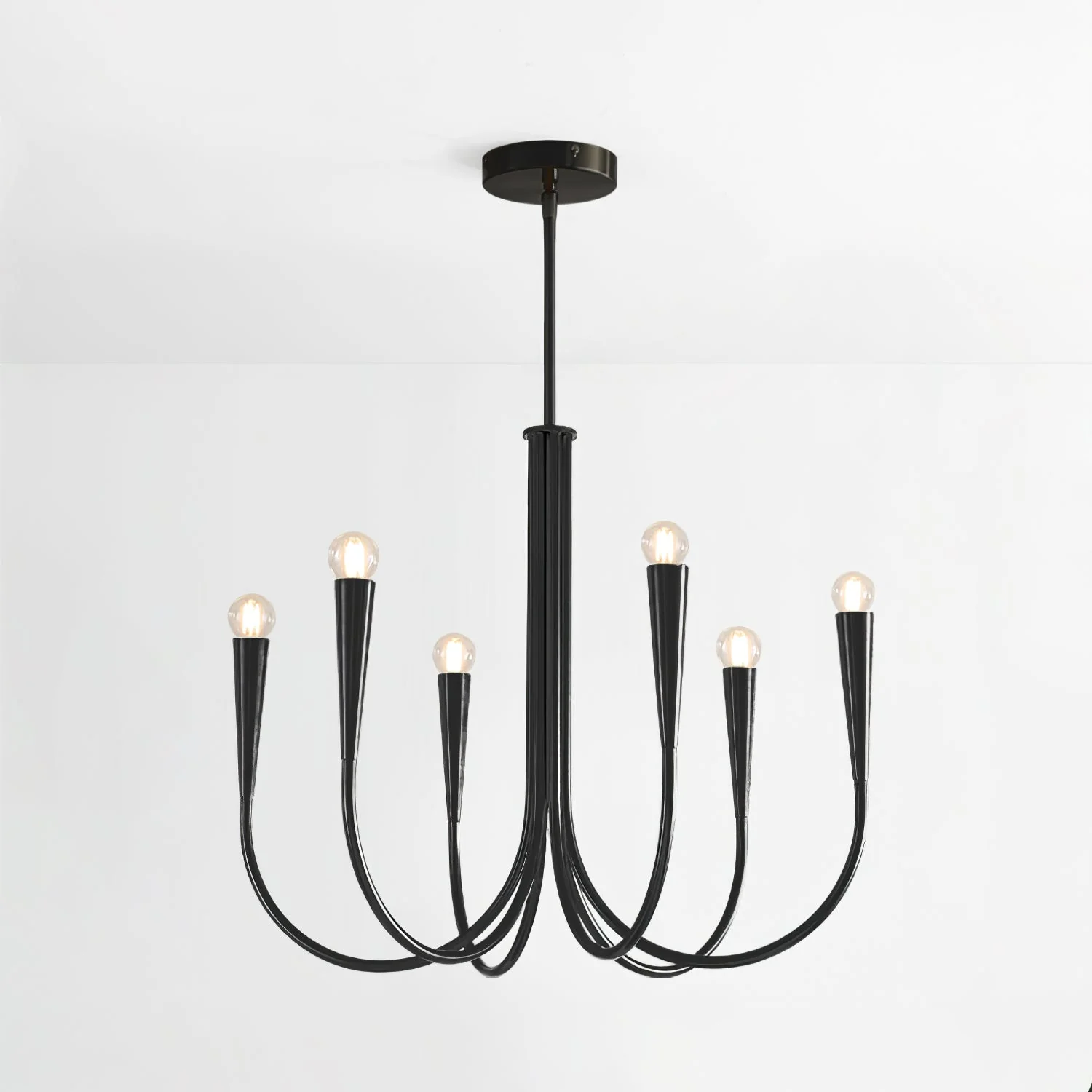 Lustra Chandelier Swoop Arm Brass Minimalist - Image 17