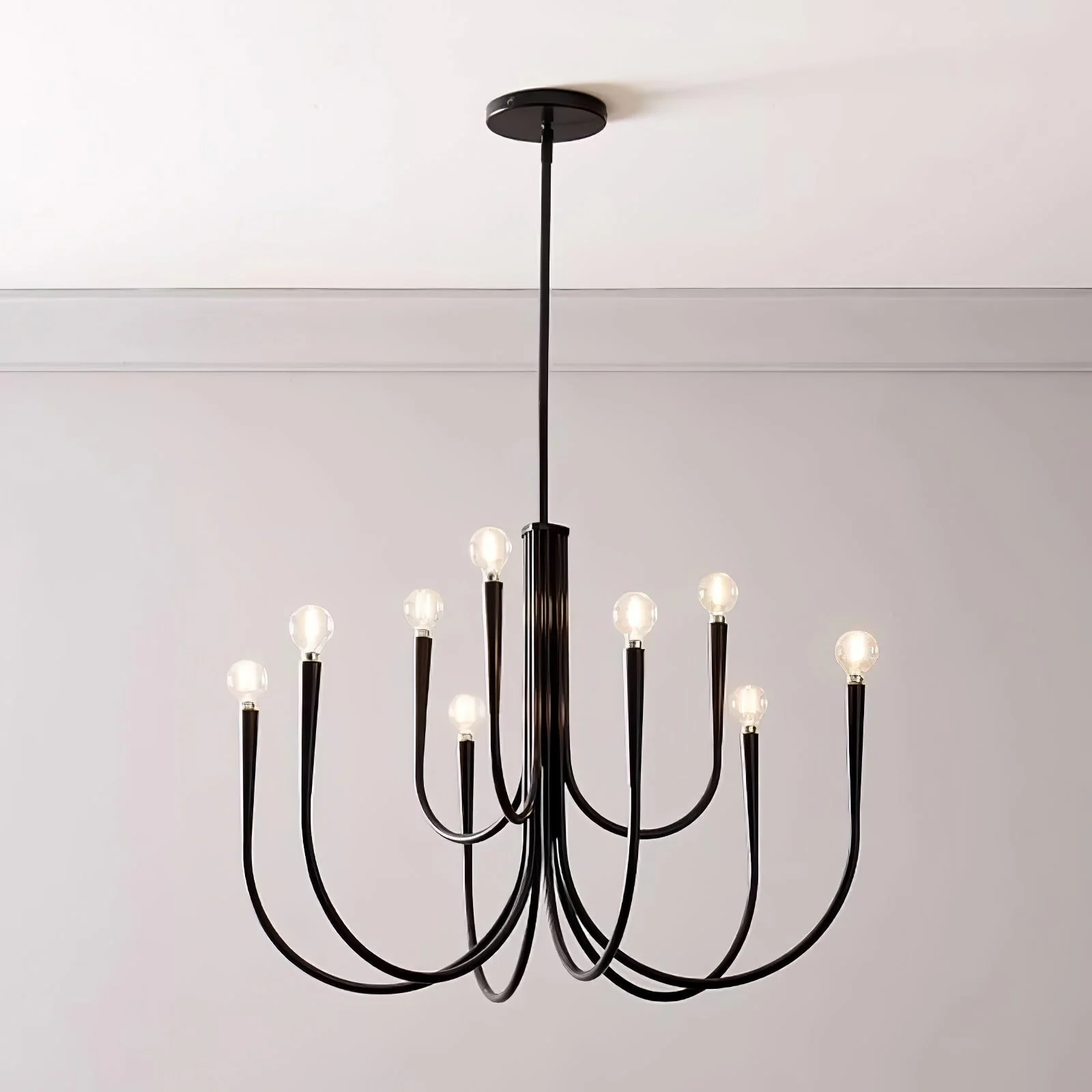 Lustra Chandelier Swoop Arm Brass Minimalist - Image 2