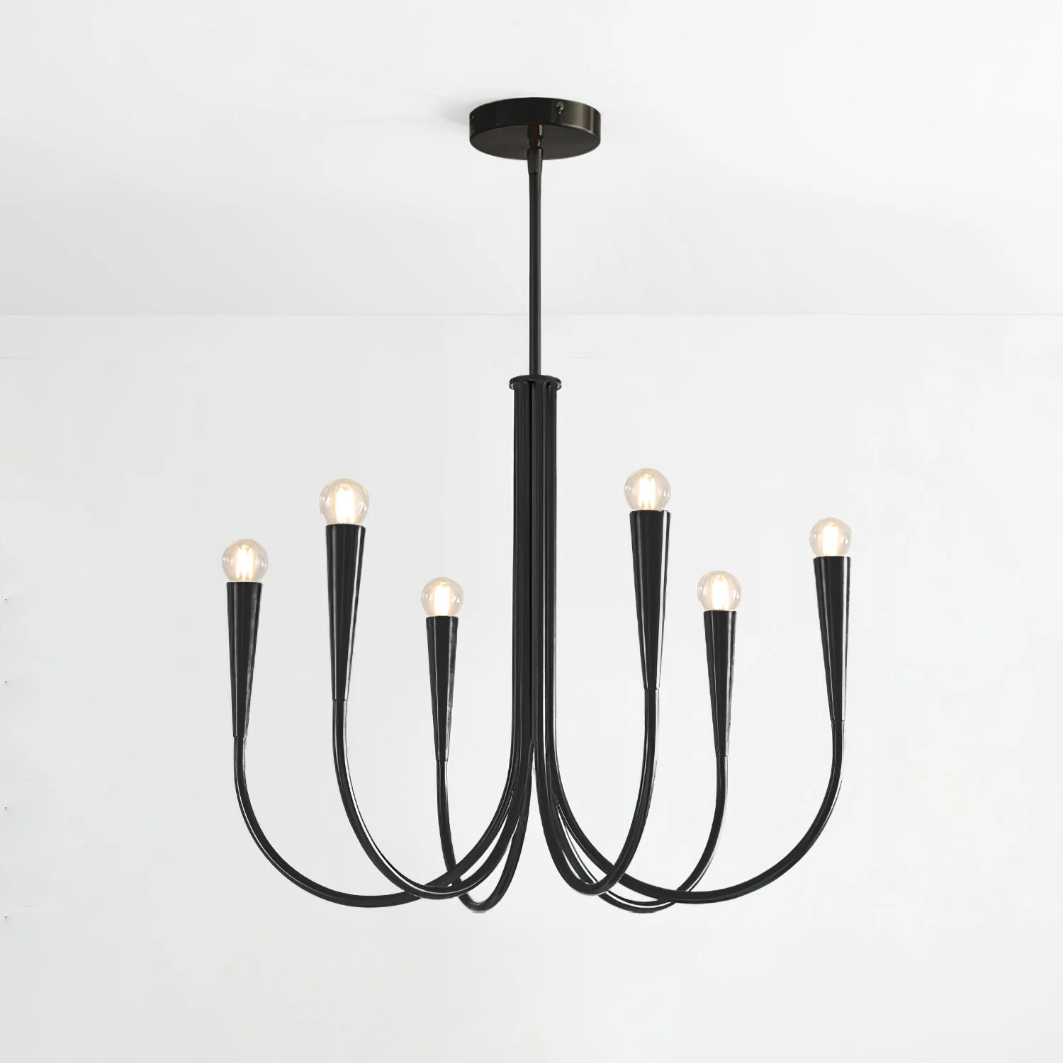 Lustra Chandelier Swoop Arm Brass Minimalist - Image 21