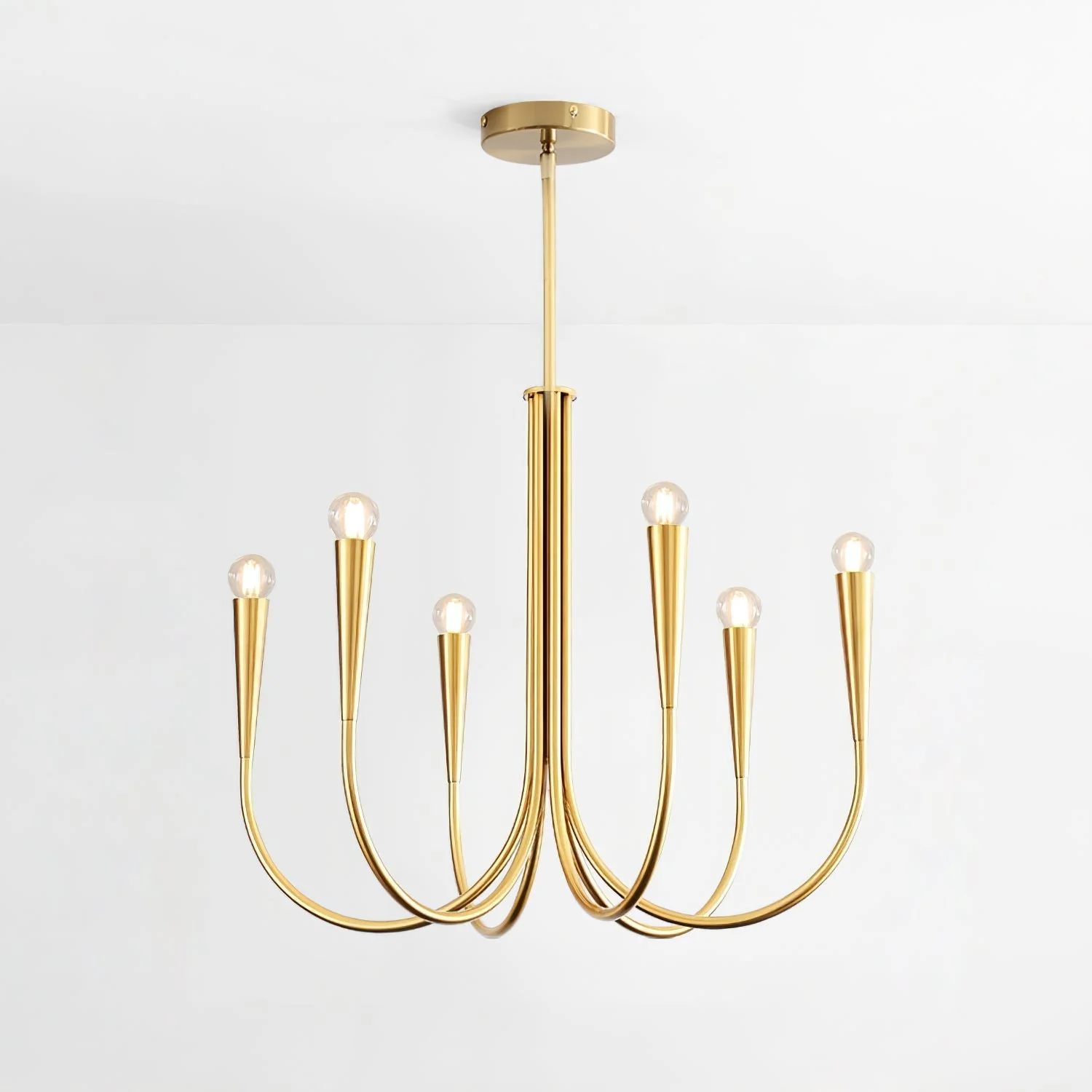 Lustra Chandelier Swoop Arm Brass Minimalist - Image 25