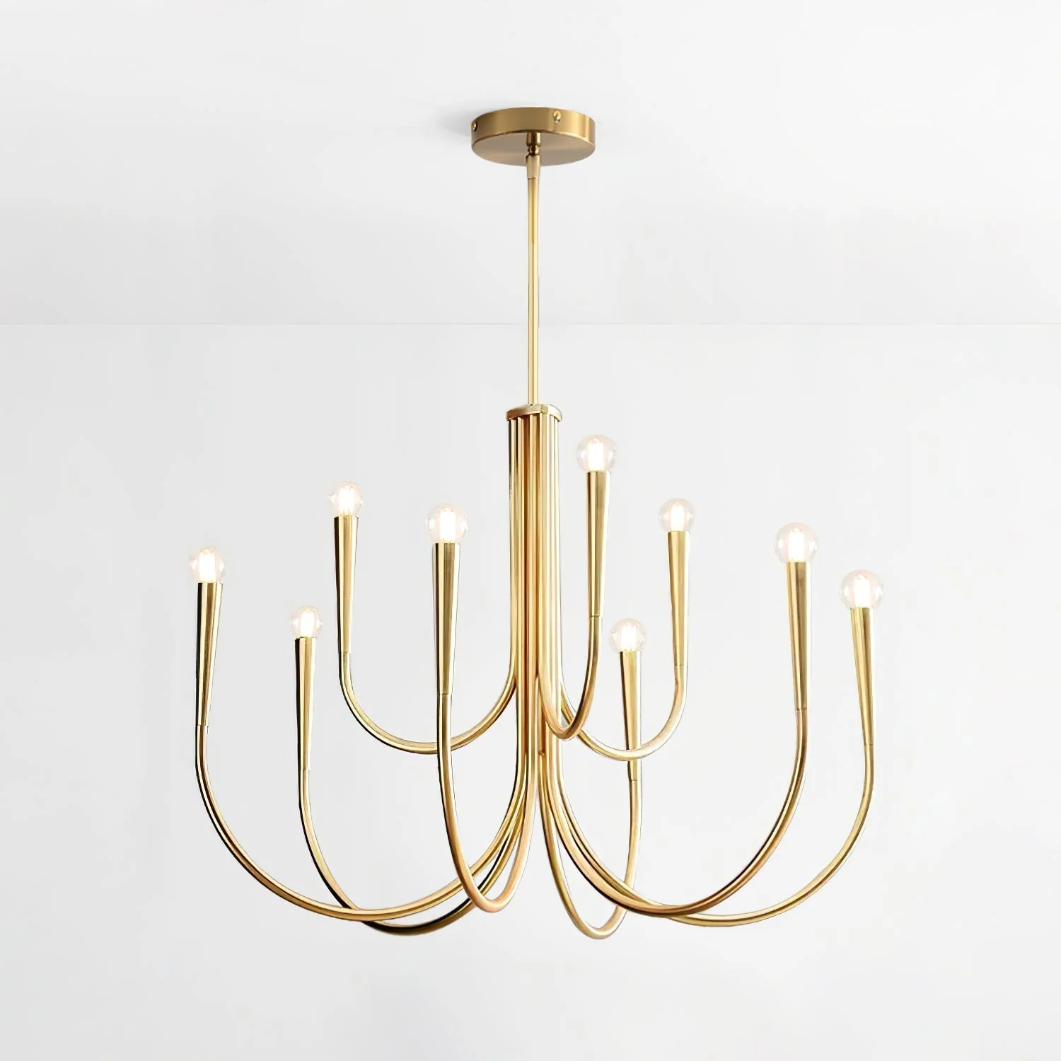 Lustra Chandelier Swoop Arm Brass Minimalist - Image 27