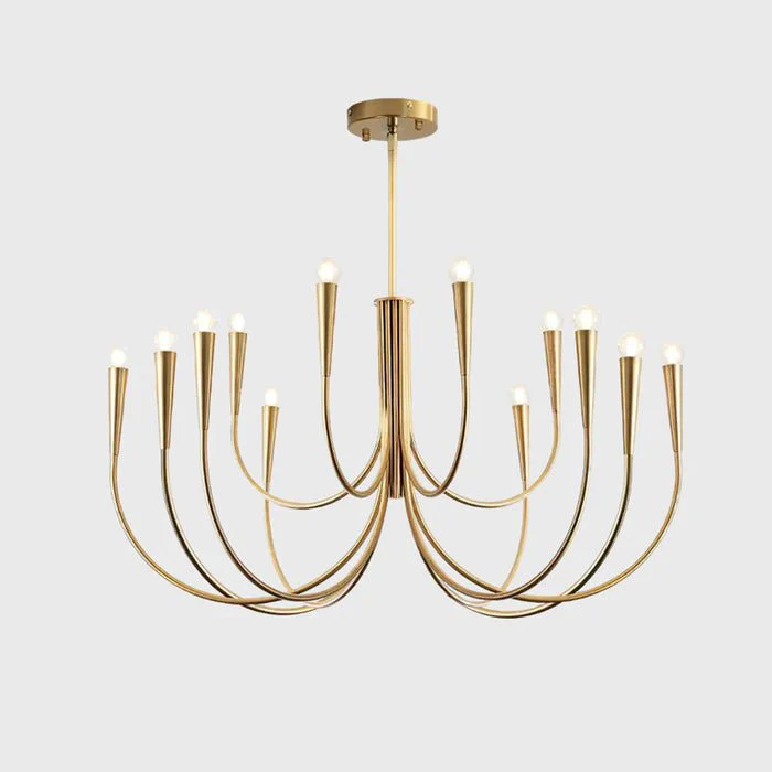 Lustra Chandelier Swoop Arm Brass Minimalist - Image 30