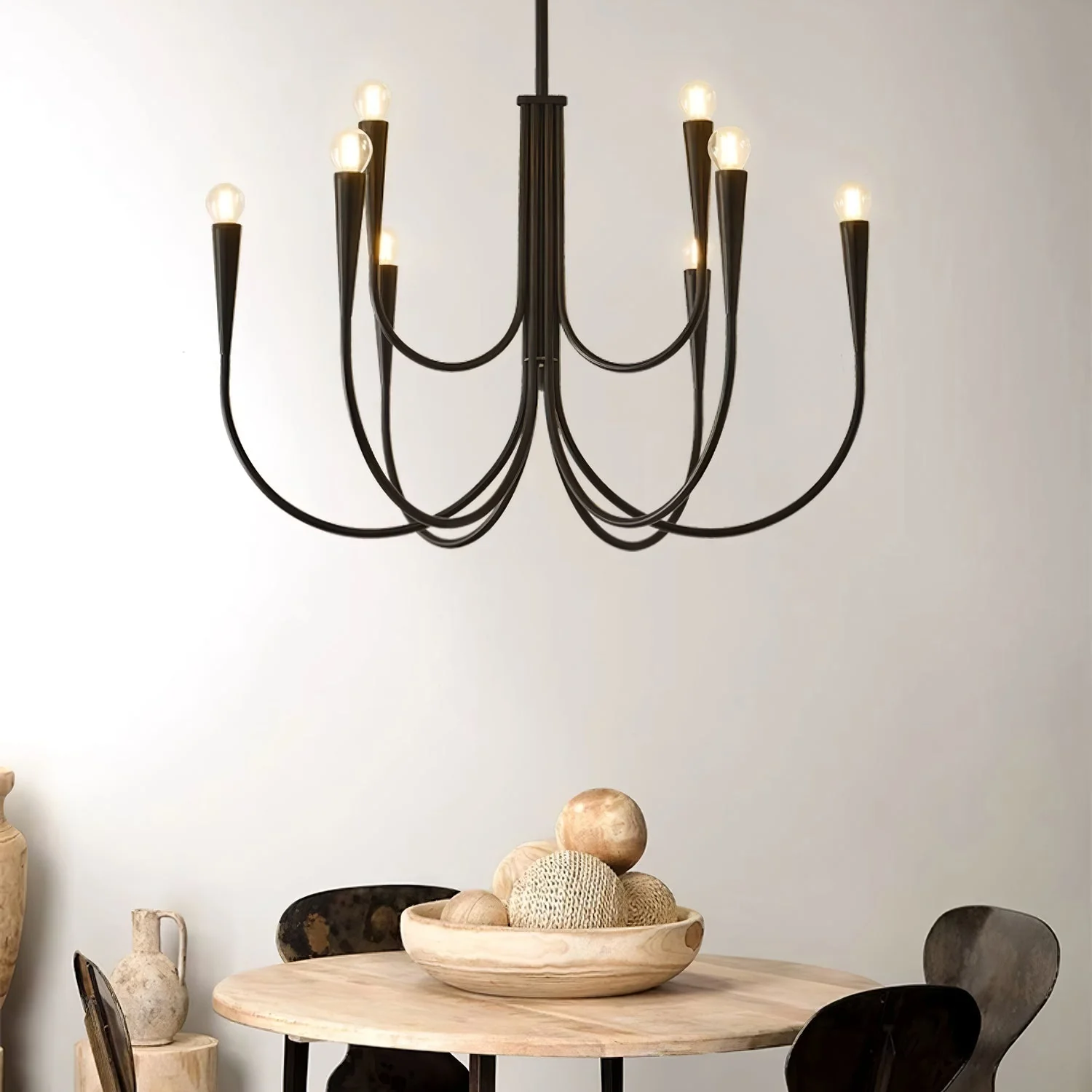 Lustra Chandelier Swoop Arm Brass Minimalist - Image 35
