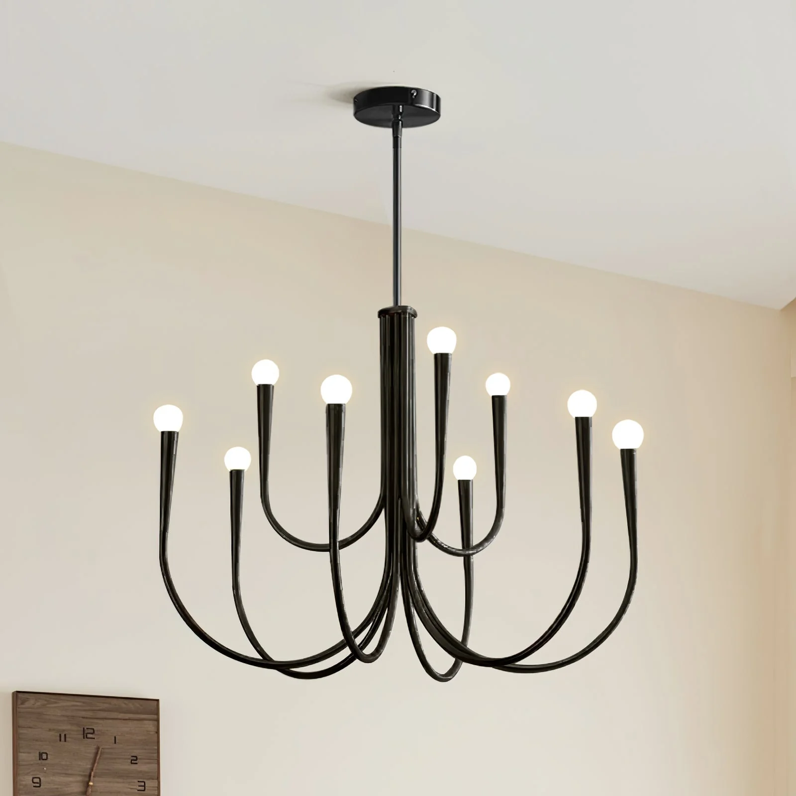 Lustra Chandelier Swoop Arm Brass Minimalist - Image 36