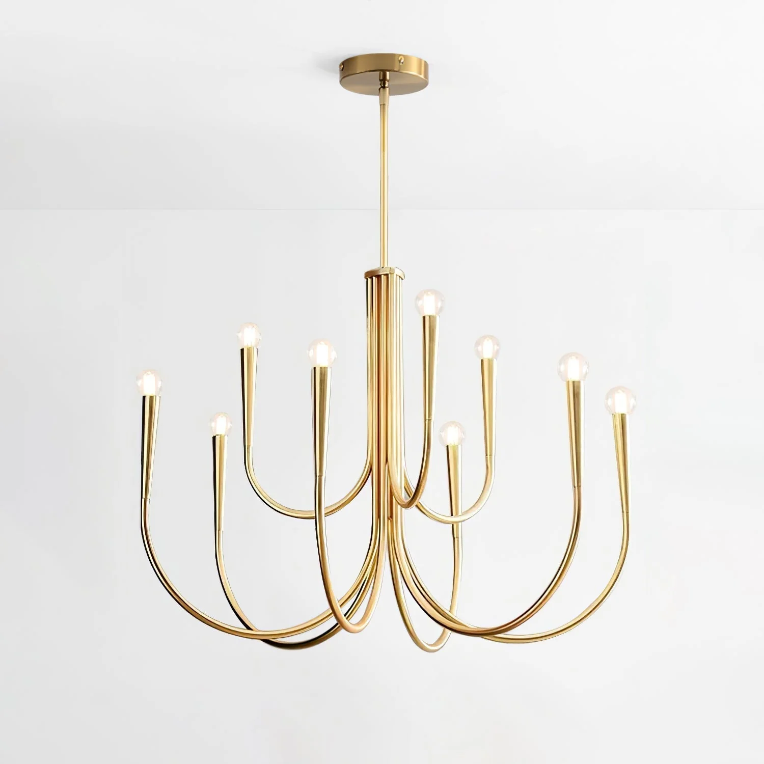 Lustra Chandelier Swoop Arm Brass Minimalist - Image 38