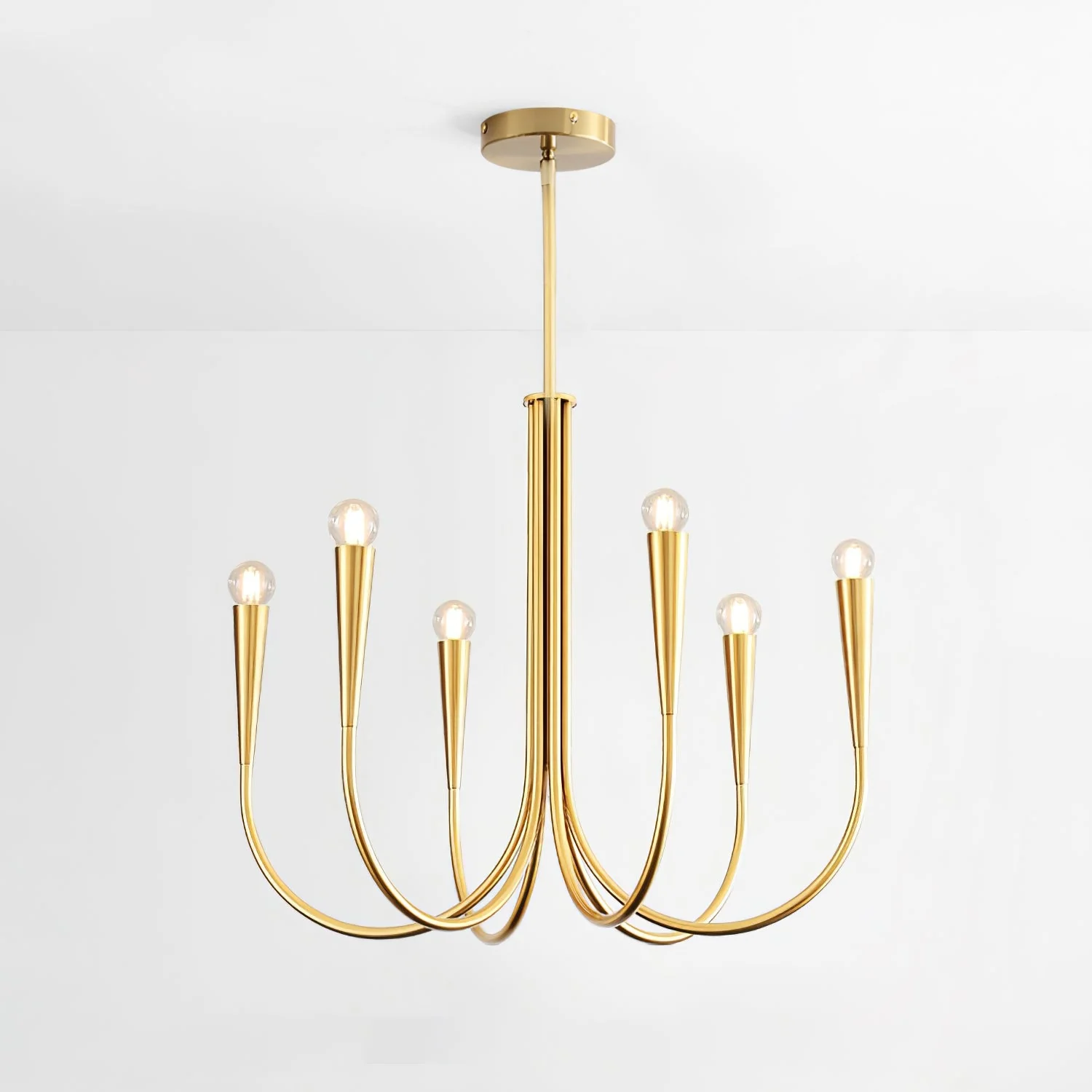 Lustra Chandelier Swoop Arm Brass Minimalist - Image 40
