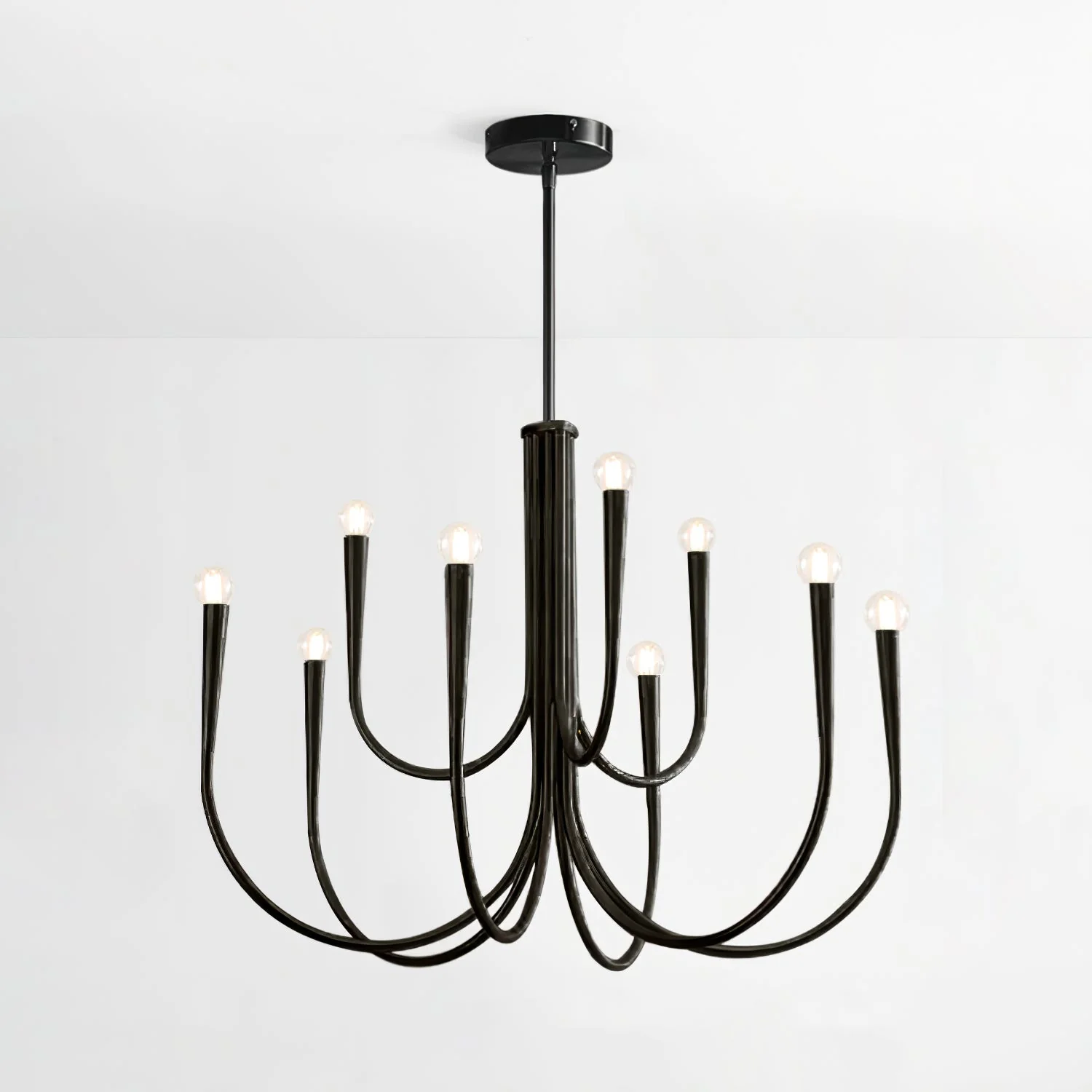 Lustra Chandelier Swoop Arm Brass Minimalist - Image 5