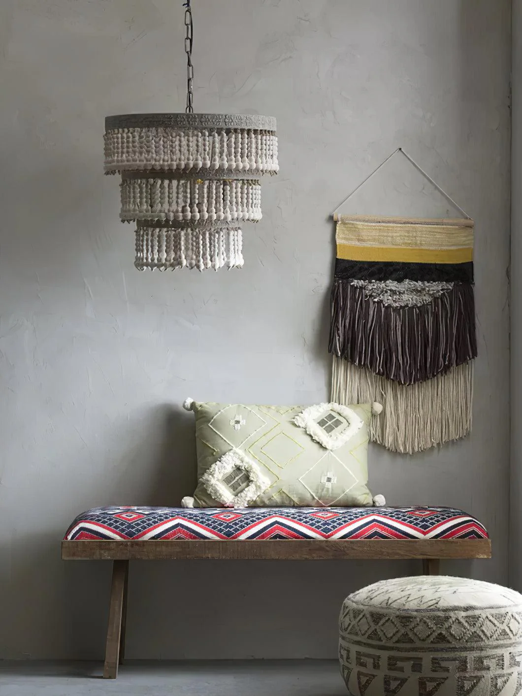 Lustra Chandelier Three Tiered Wood Beaded - Image 6
