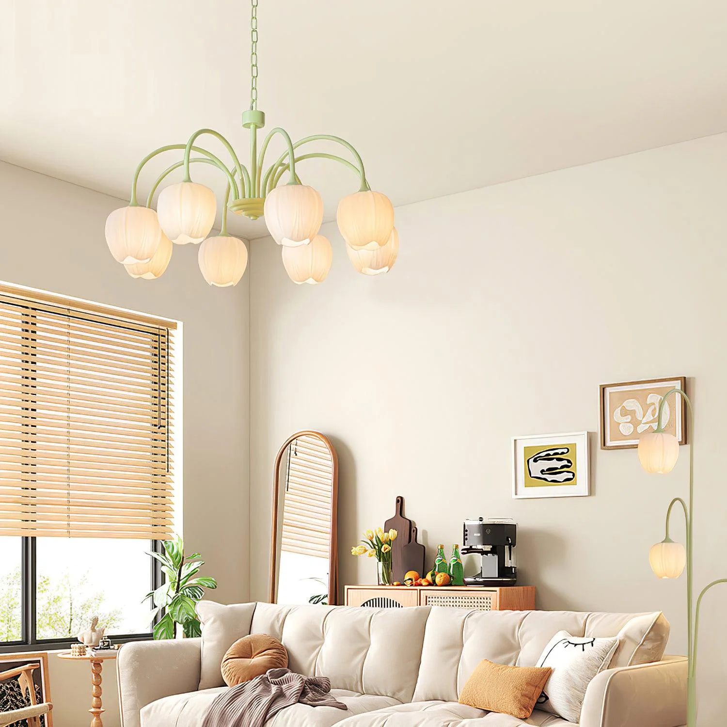 Lustra Chandelier Tulip Matcha Glass - Image 3